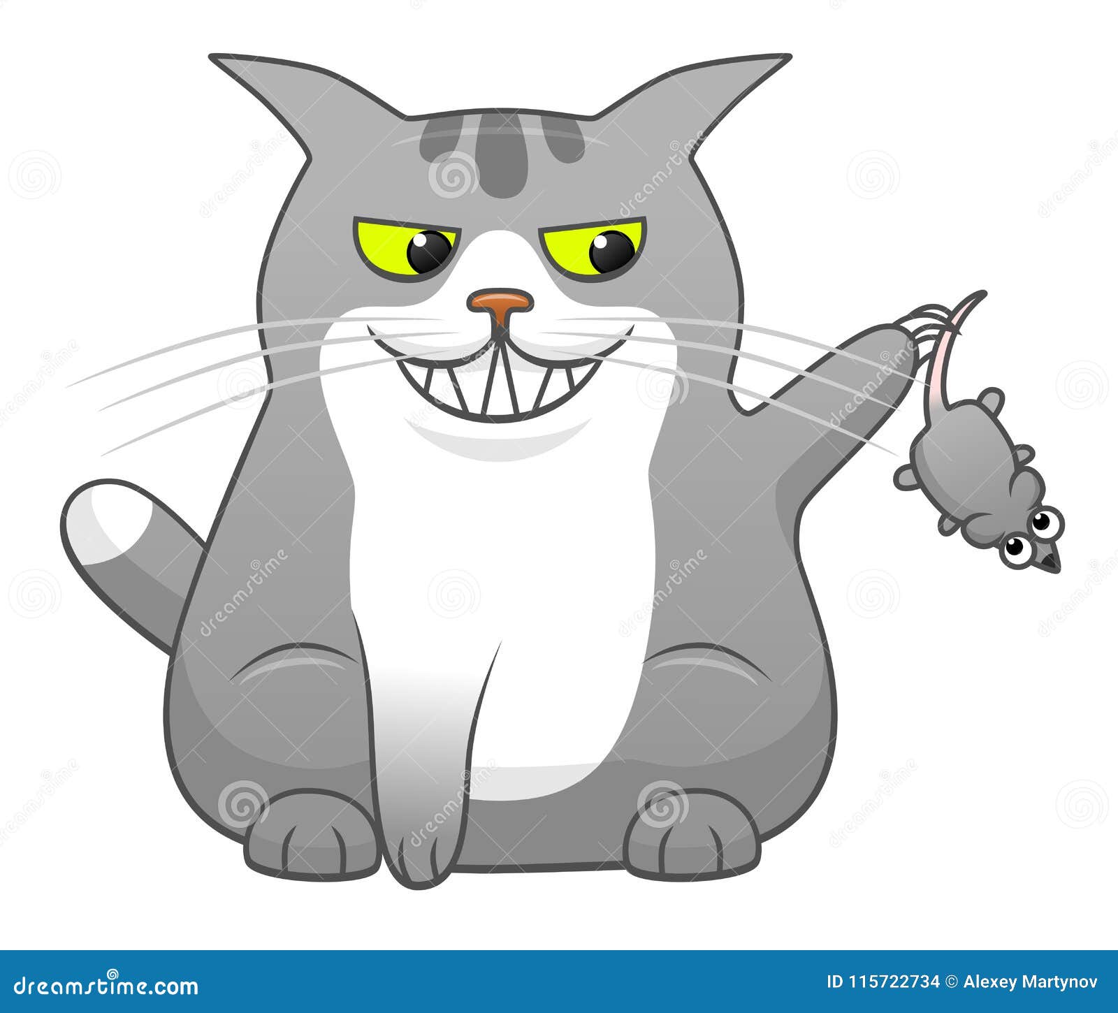 Nette Katze Der Karikatur Die Mit Maus Spielt Vektor Abbildung Illustration Von Spielt Katze