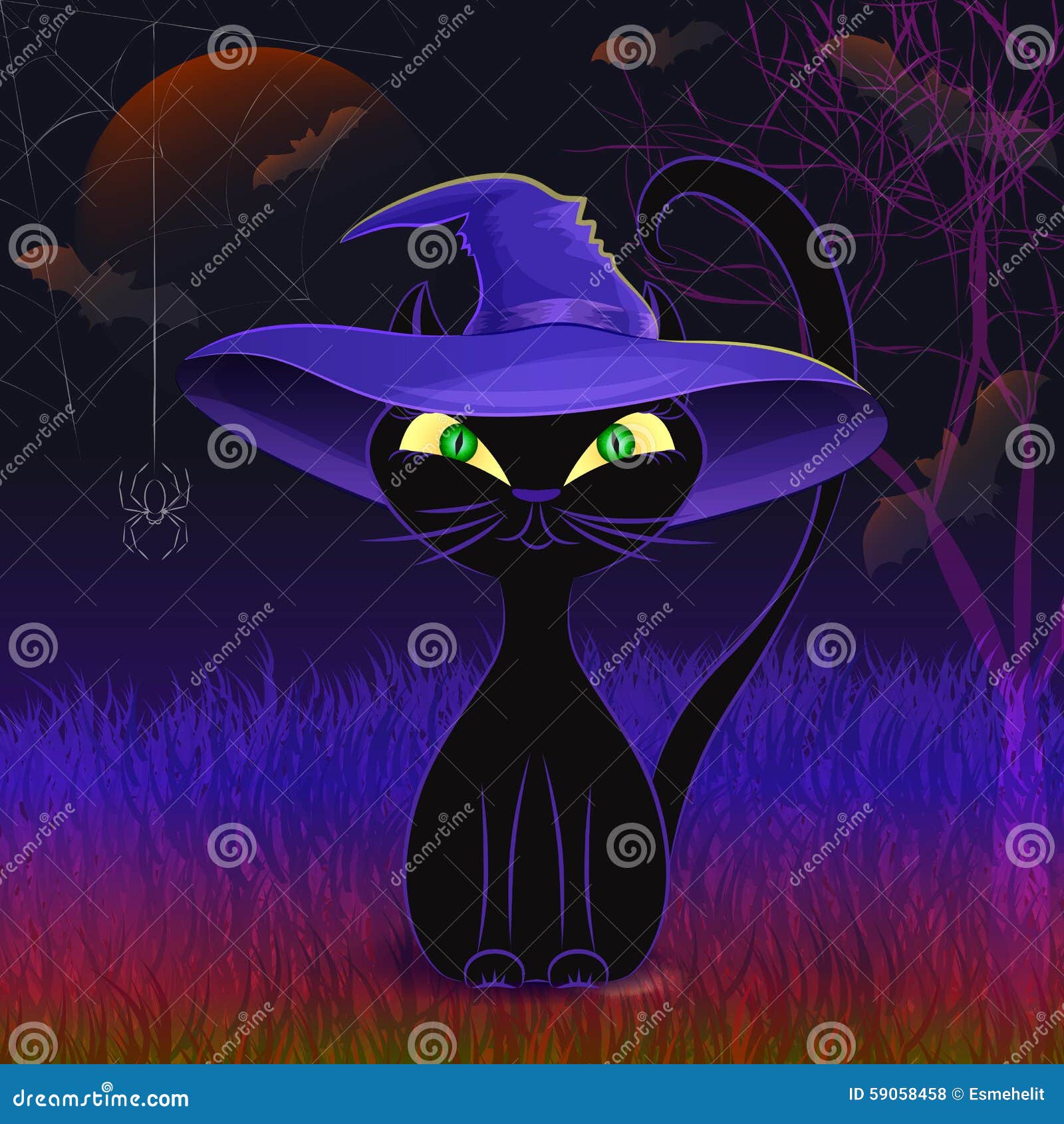 Hexenhut-Glas Mit Hexe & Schwarzer Katze - Süße Halloween Deko 6,3cm Mini-Figur