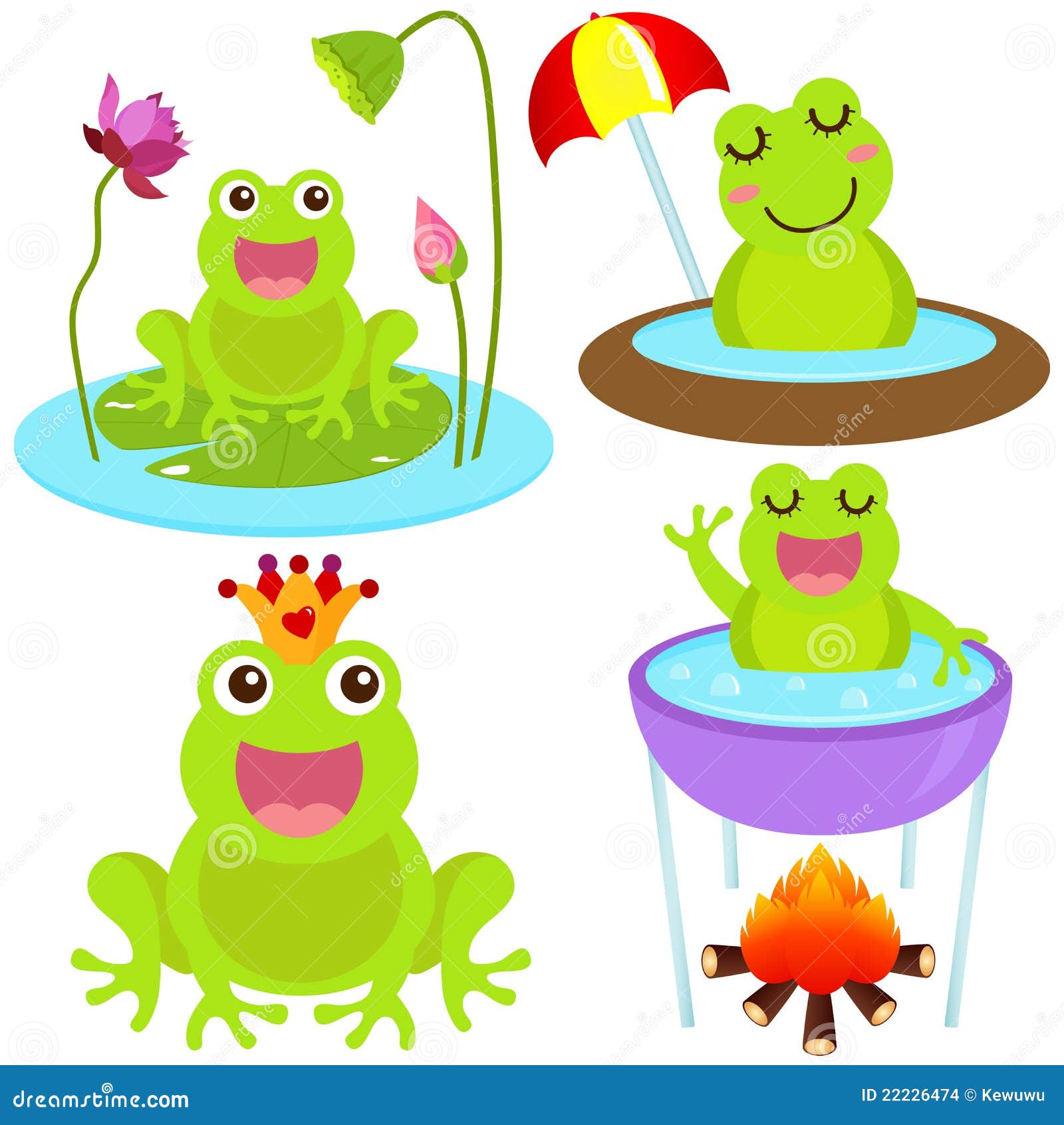 Nette Vektorikonen Frosch Im Teich Vektor Abbildung Illustration von