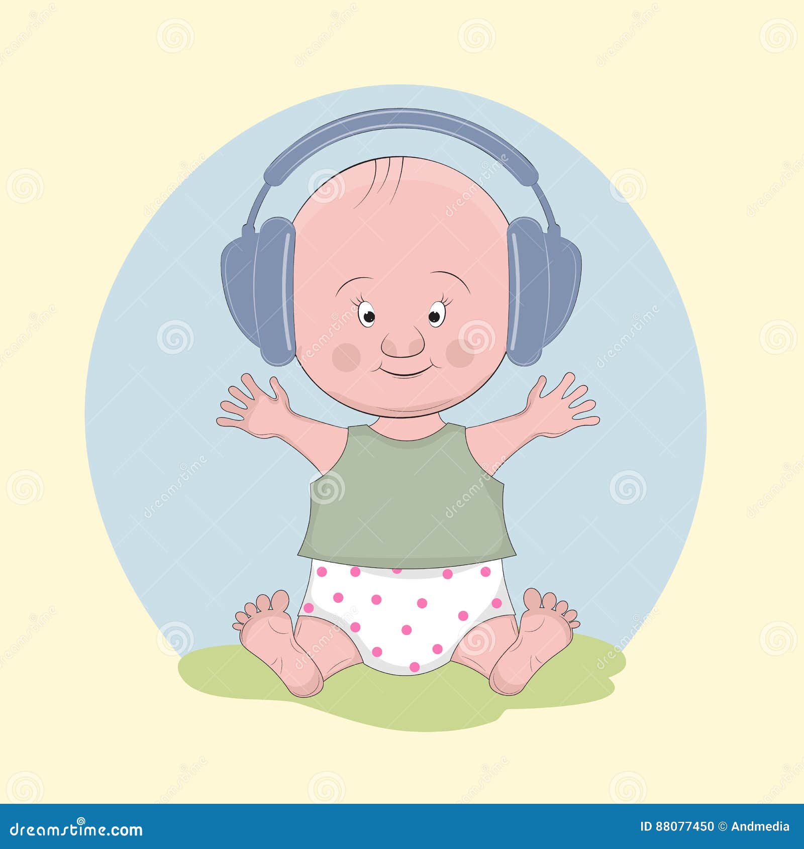 Nettes Baby In Kopfhorer Vektor Abbildung Illustration Von Kopfhorer