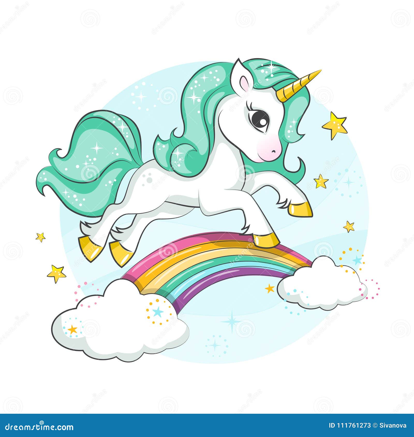 Nettes Magisches Einhorn Kleines Pony Vektor Abbildung - Illustration