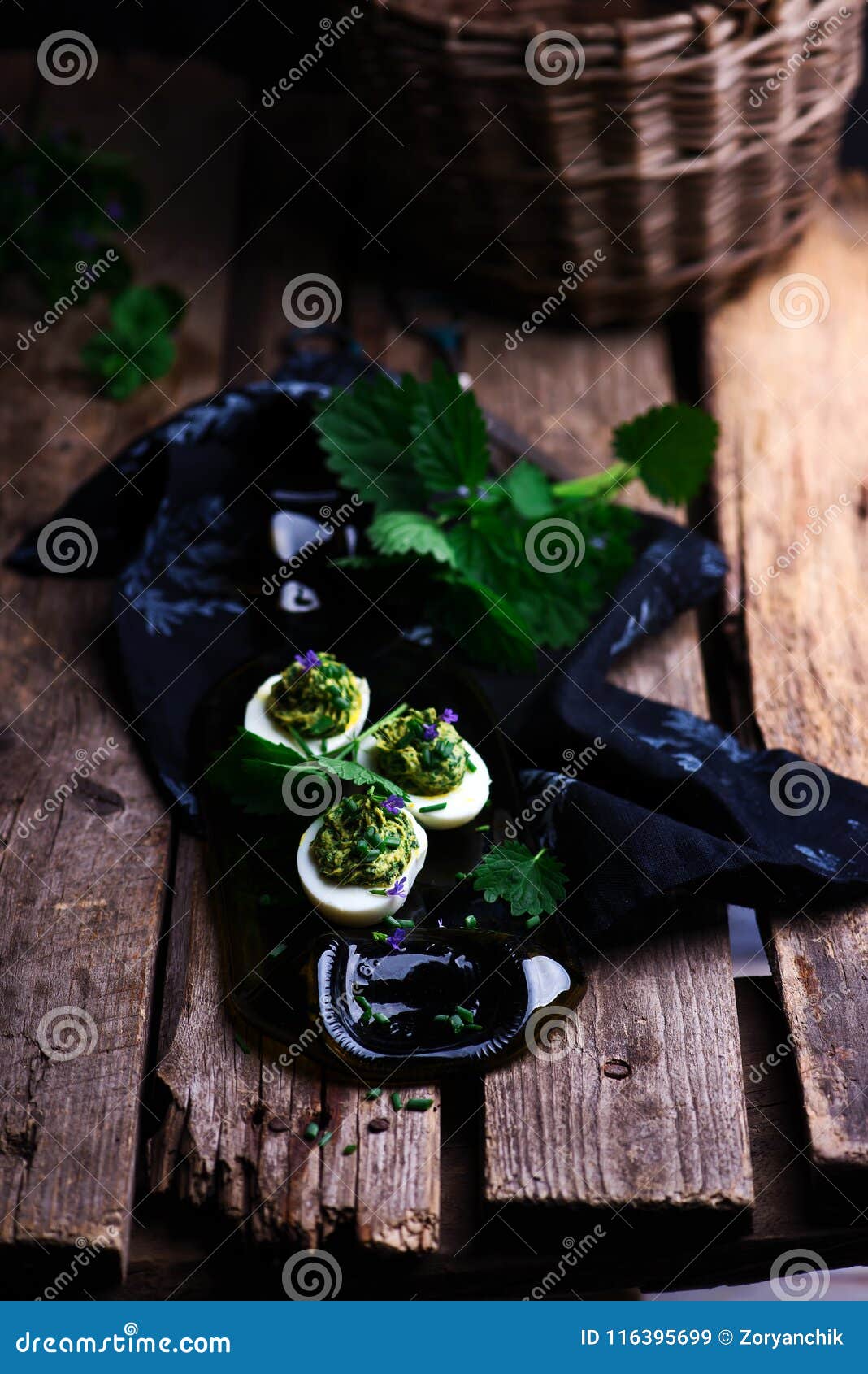 nettled eggs spring devils.style rustic.