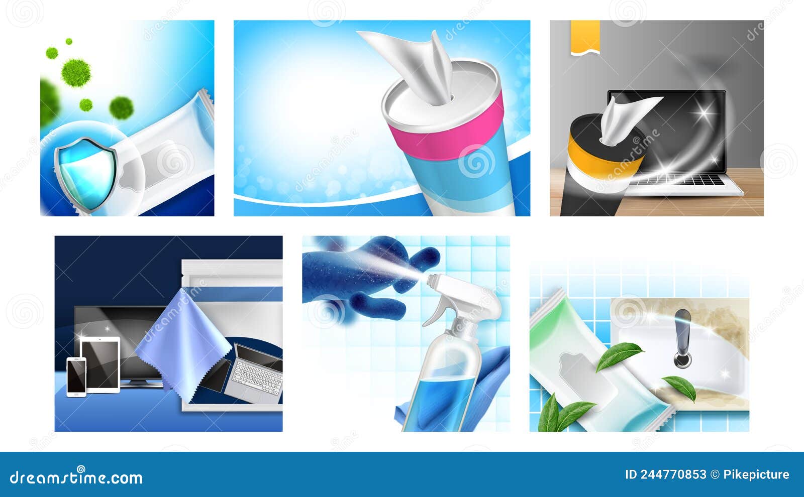 Nettoyage Essuie-tout Créatif Posters Promo Set Vecteur Illustration Stock  - Illustration du serviette, conteneur: 244770853