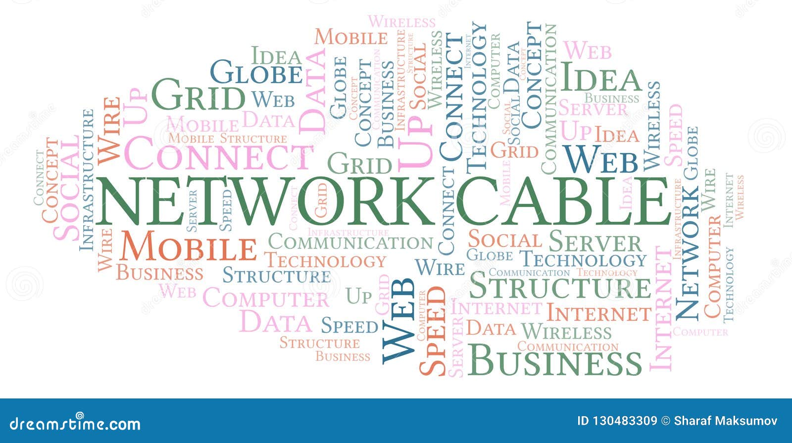 Network Cable word cloud. stock illustration. Illustration of server