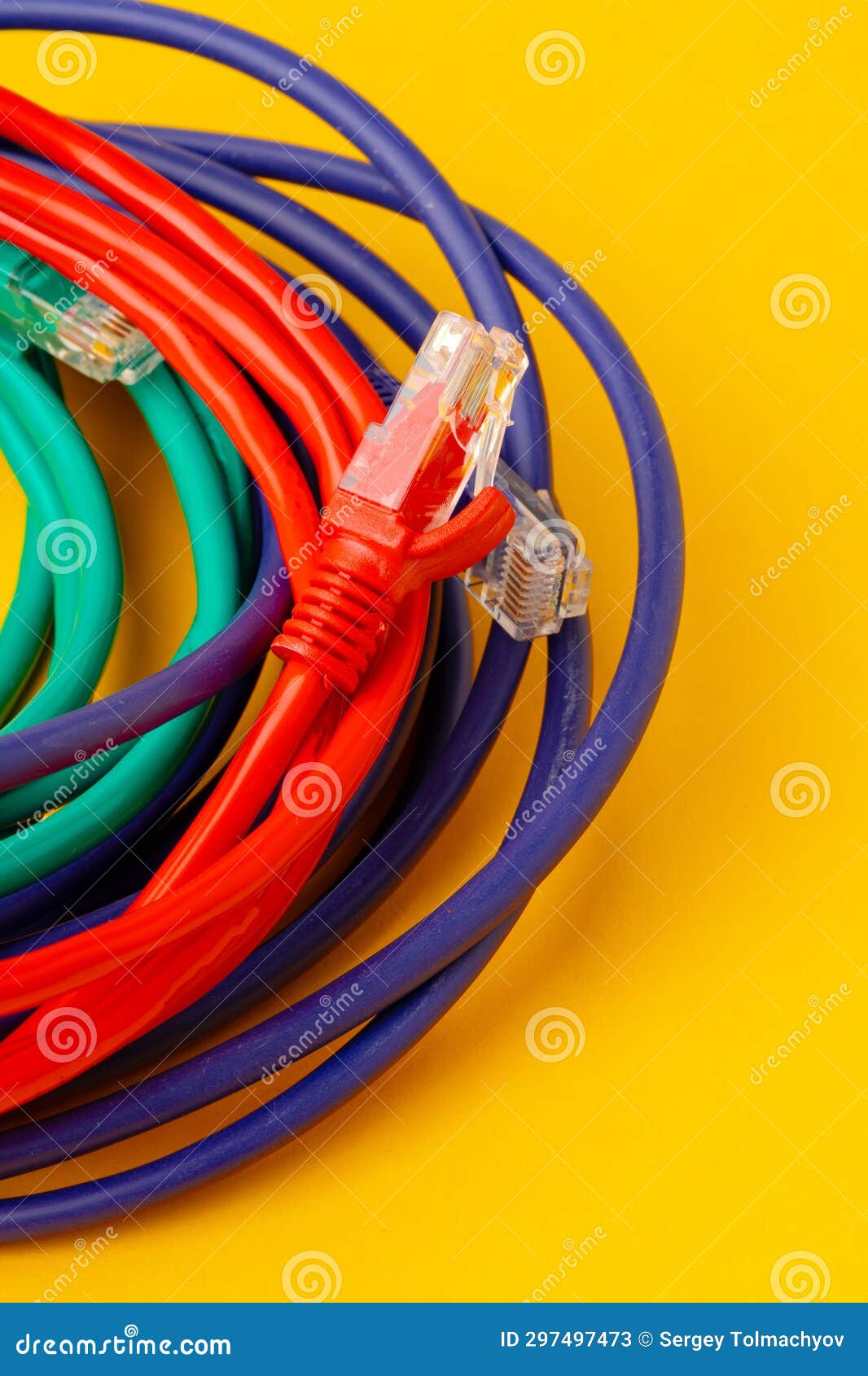 Network Cable on Yellow Background Studio Shot Close Up Stock Image