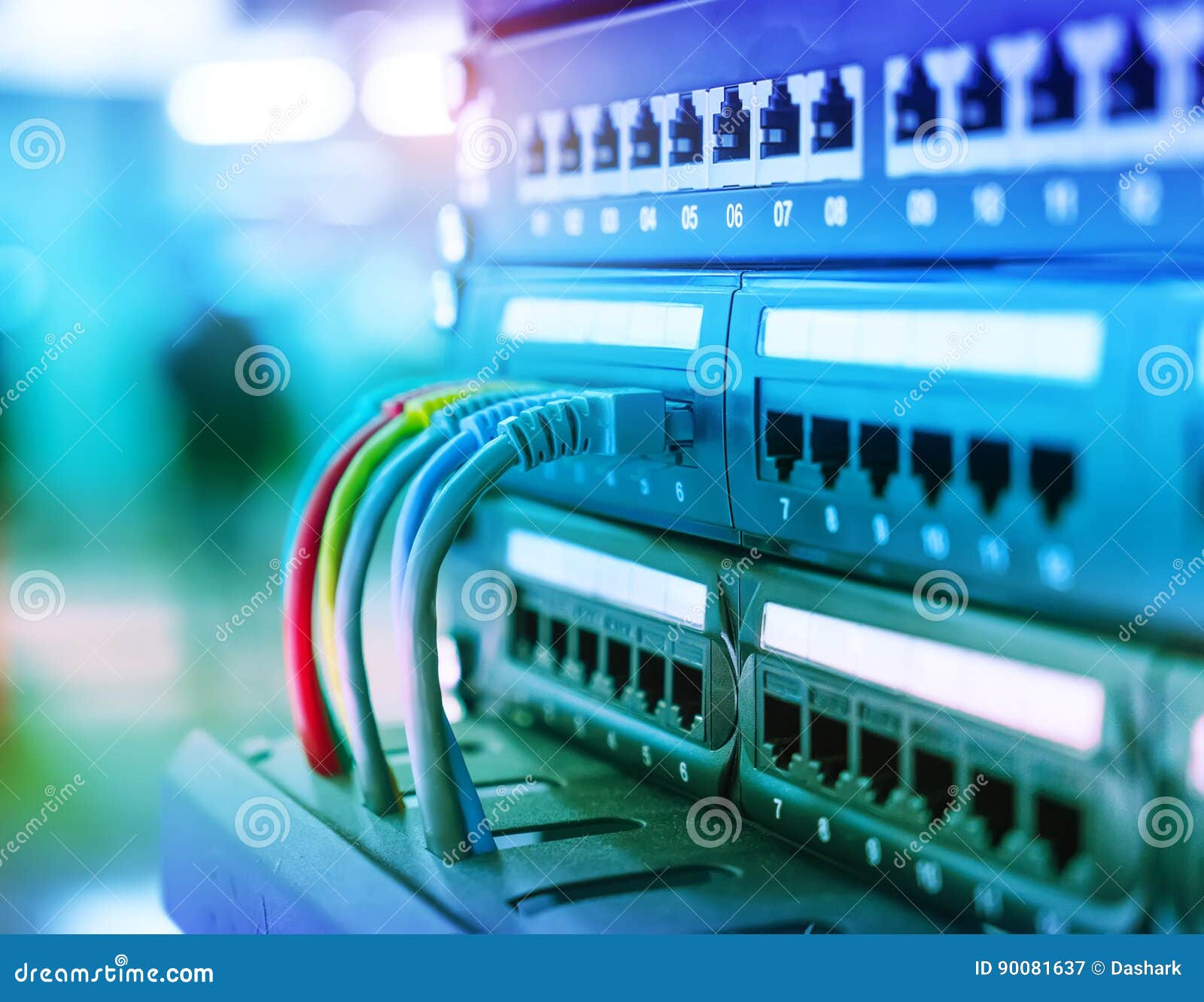 Network Cables and Hub Closeup Stock Image Image of information
