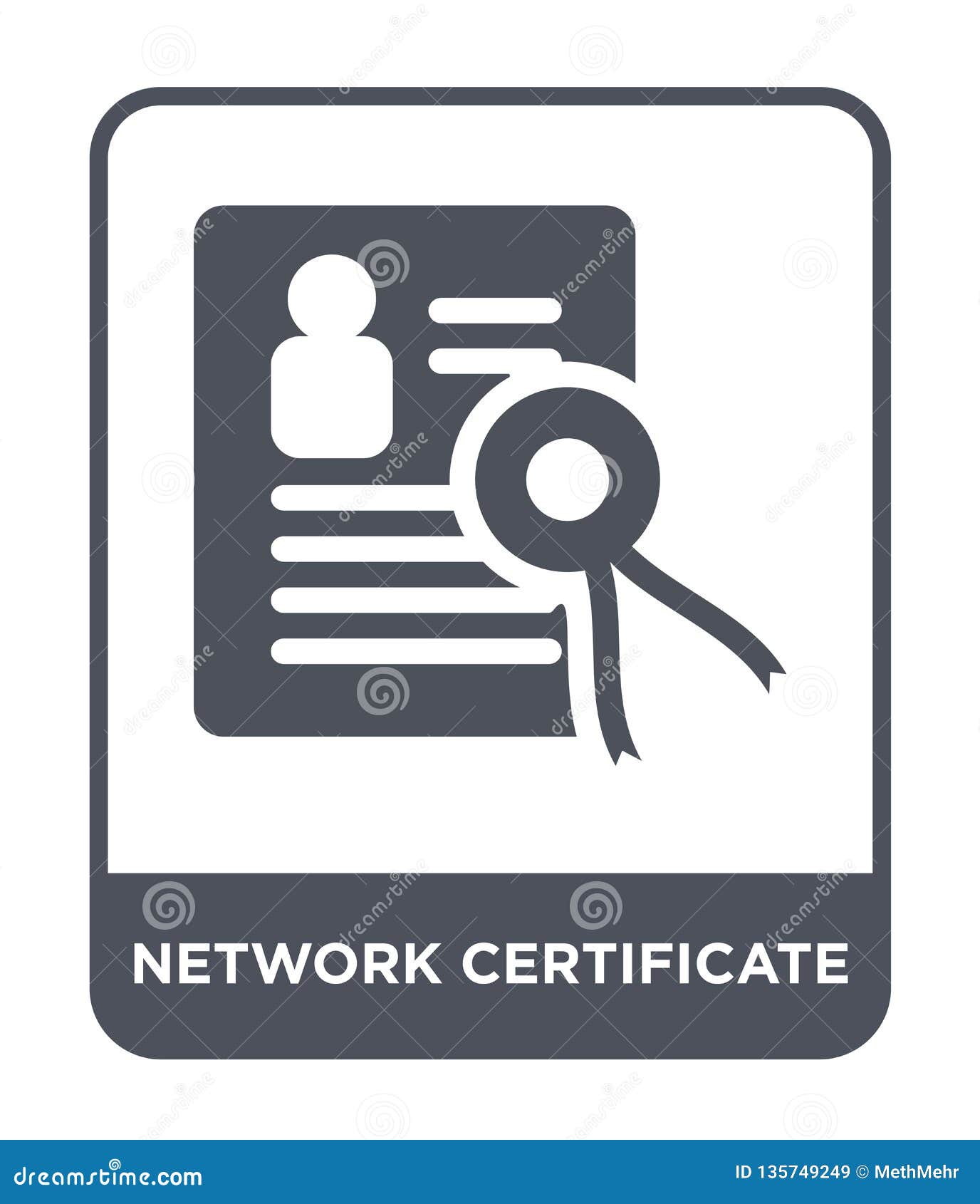 Network Certificate Icon in Trendy Design Style. Network Certificate