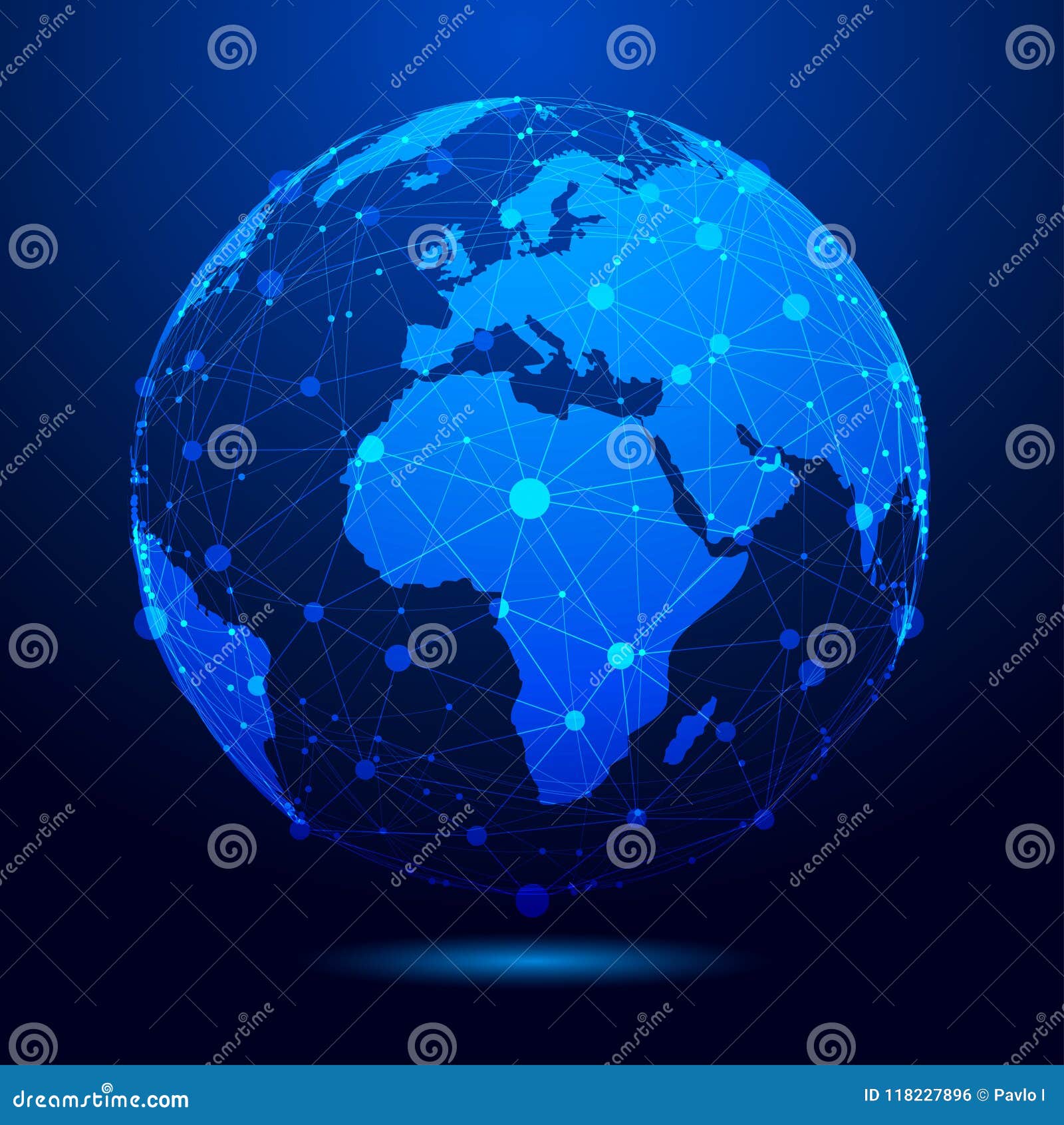 Network Connection, Globe Connection, Tech Background Stock Vector