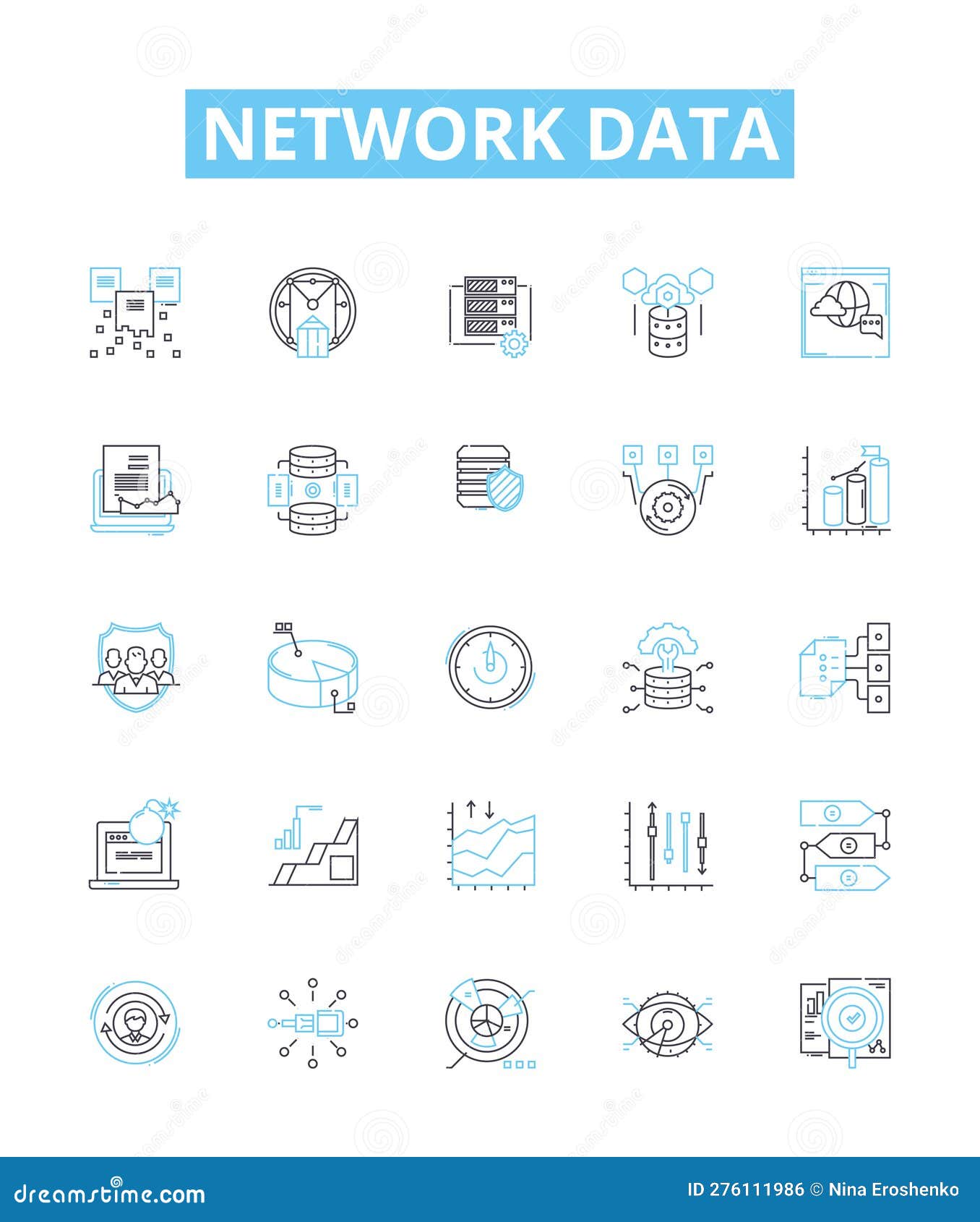 Network Data Vector Line Icons Set. Networking, Data, Transfer ...