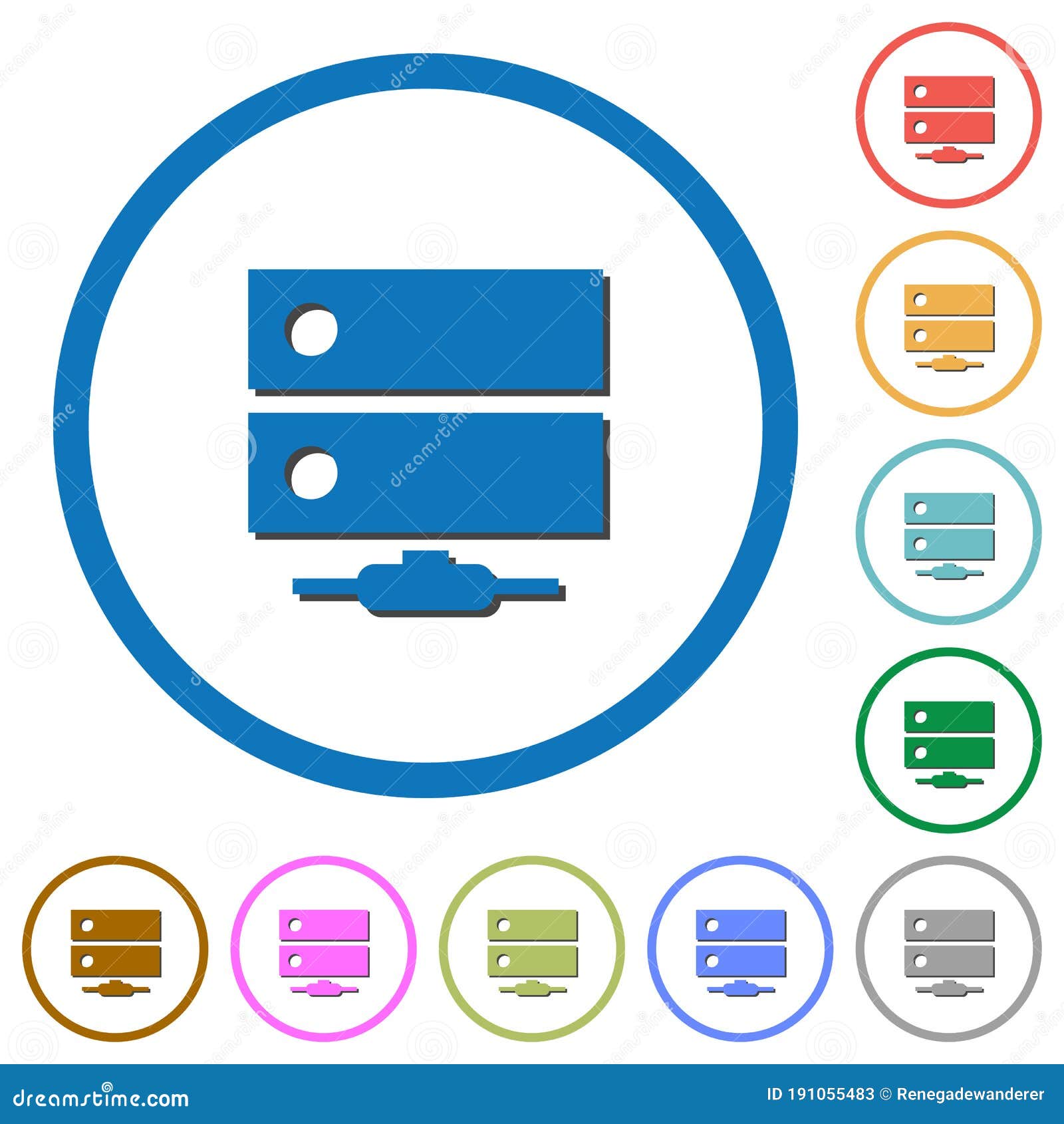 network drive icons with shadows and outlines