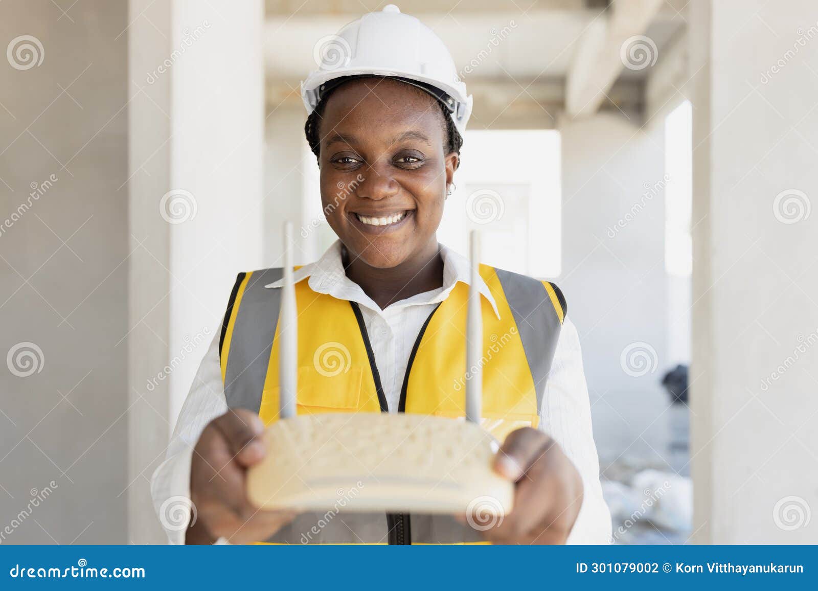 Network Engineer Hand Holding Wireless Wifi Access Point Internet