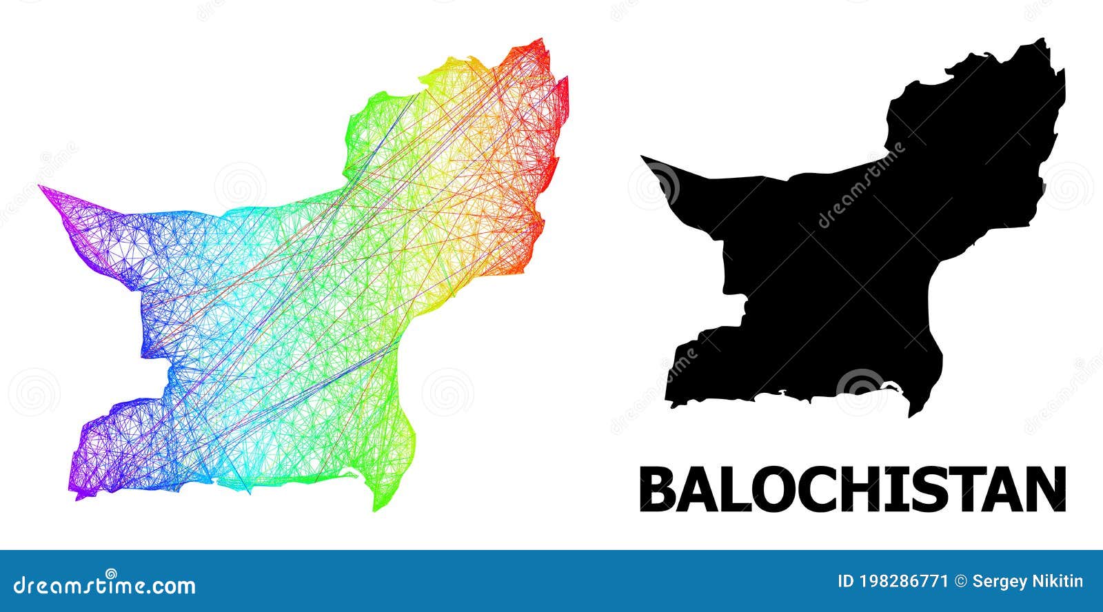network map of balochistan province with rainbow colored gradient