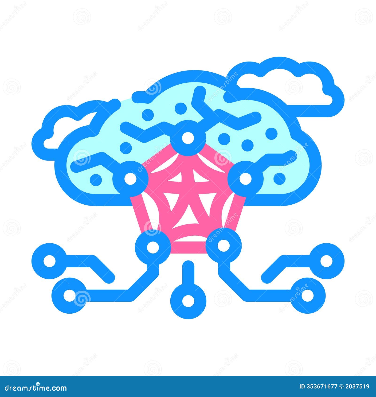 Network Nodes Cloud Computing Color Icon Vector Illustration Stock Vector -  Illustration of migration, line: 353671677