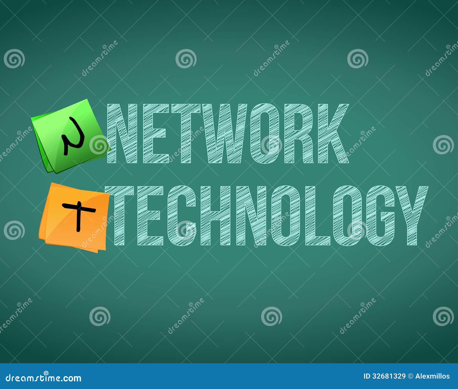 Network Technology Posts on a Chalk Board Stock Illustration Illustration of symbol, orange
