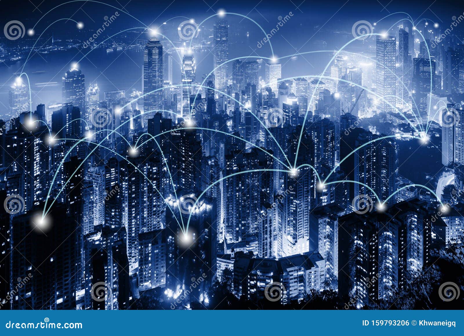 network telecommunication and communication connect concept, connection 5g networking system of infrastructure and cityscape at