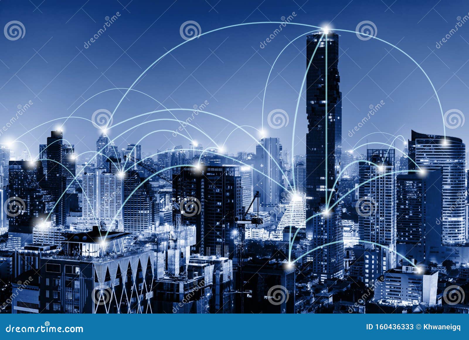 network telecommunication and communication connect concept, connection 5g networking system of infrastructure and cityscape at