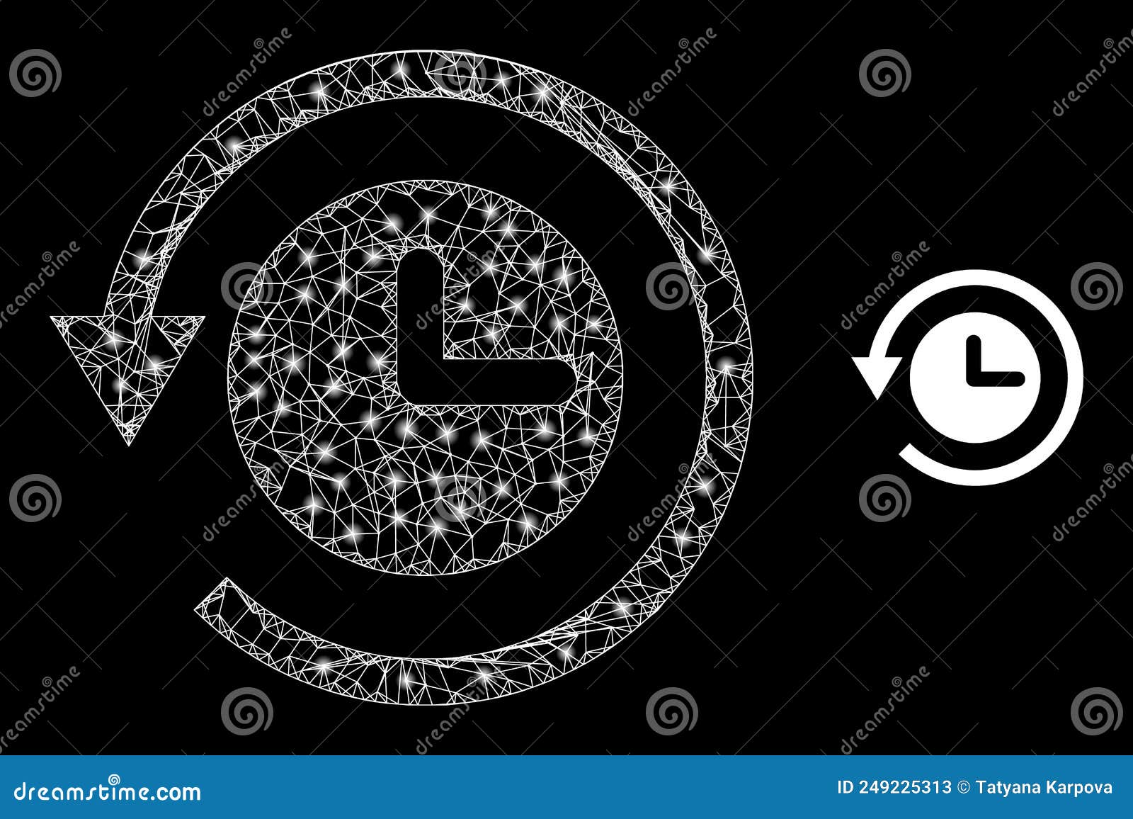 Network Time Back Machine  Mesh Icon with Constellation Lightspots
