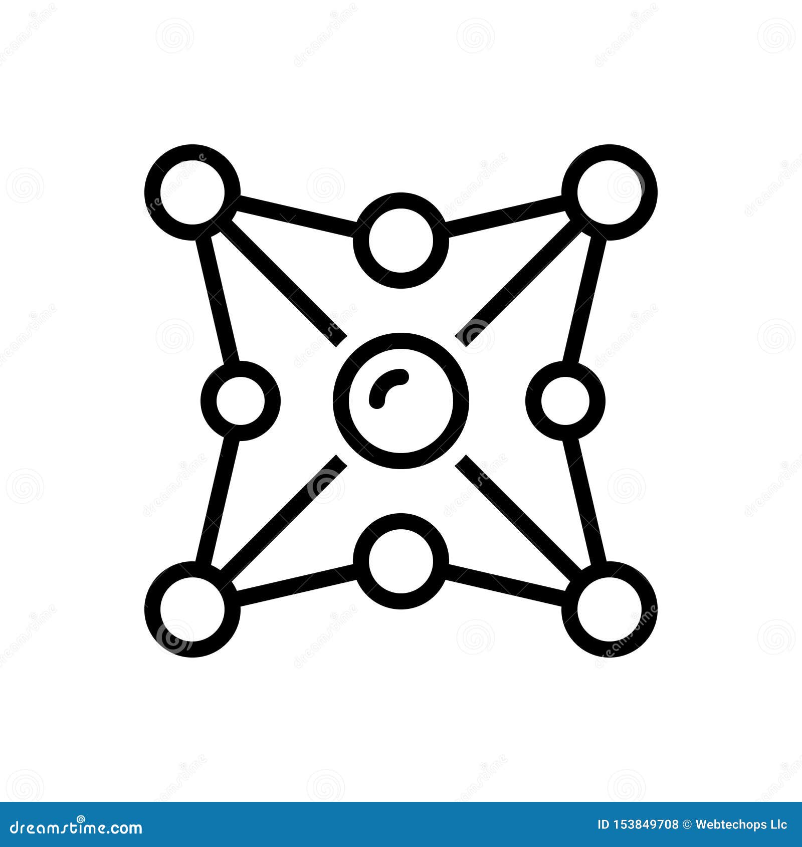 Black Line Icon for Networking, Network and Organization Stock Vector