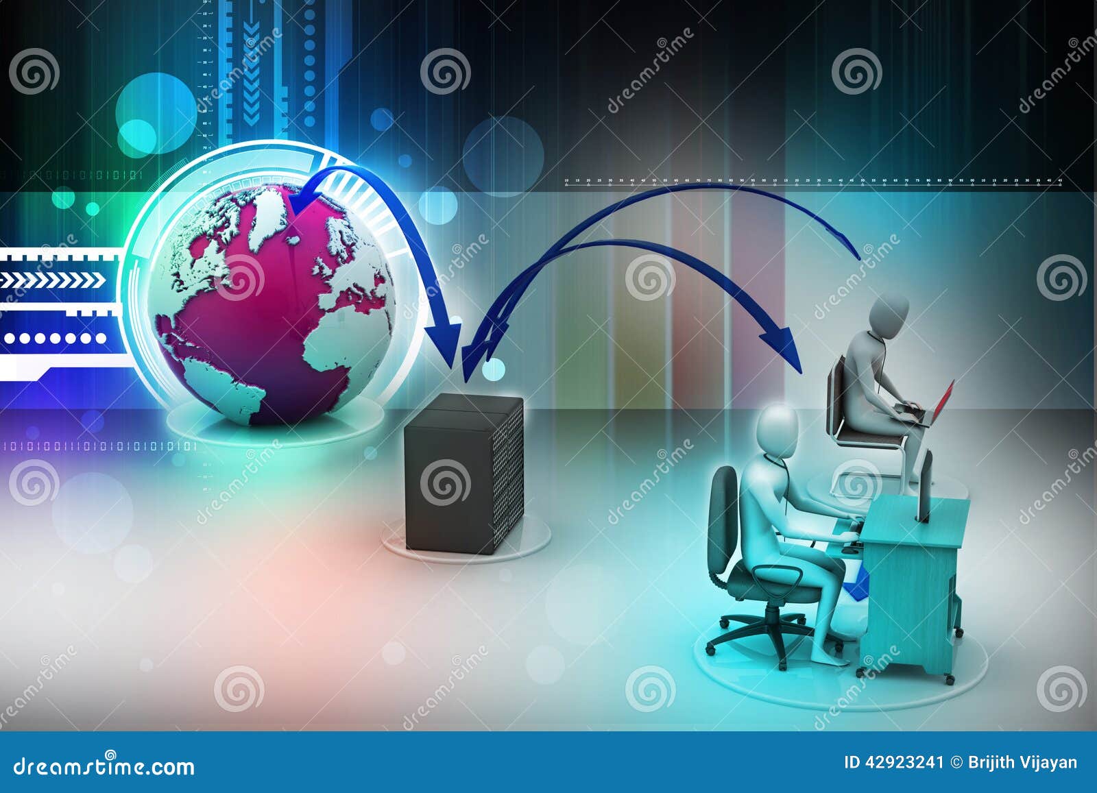 Networking People with Globe Stock Illustration Illustration of data