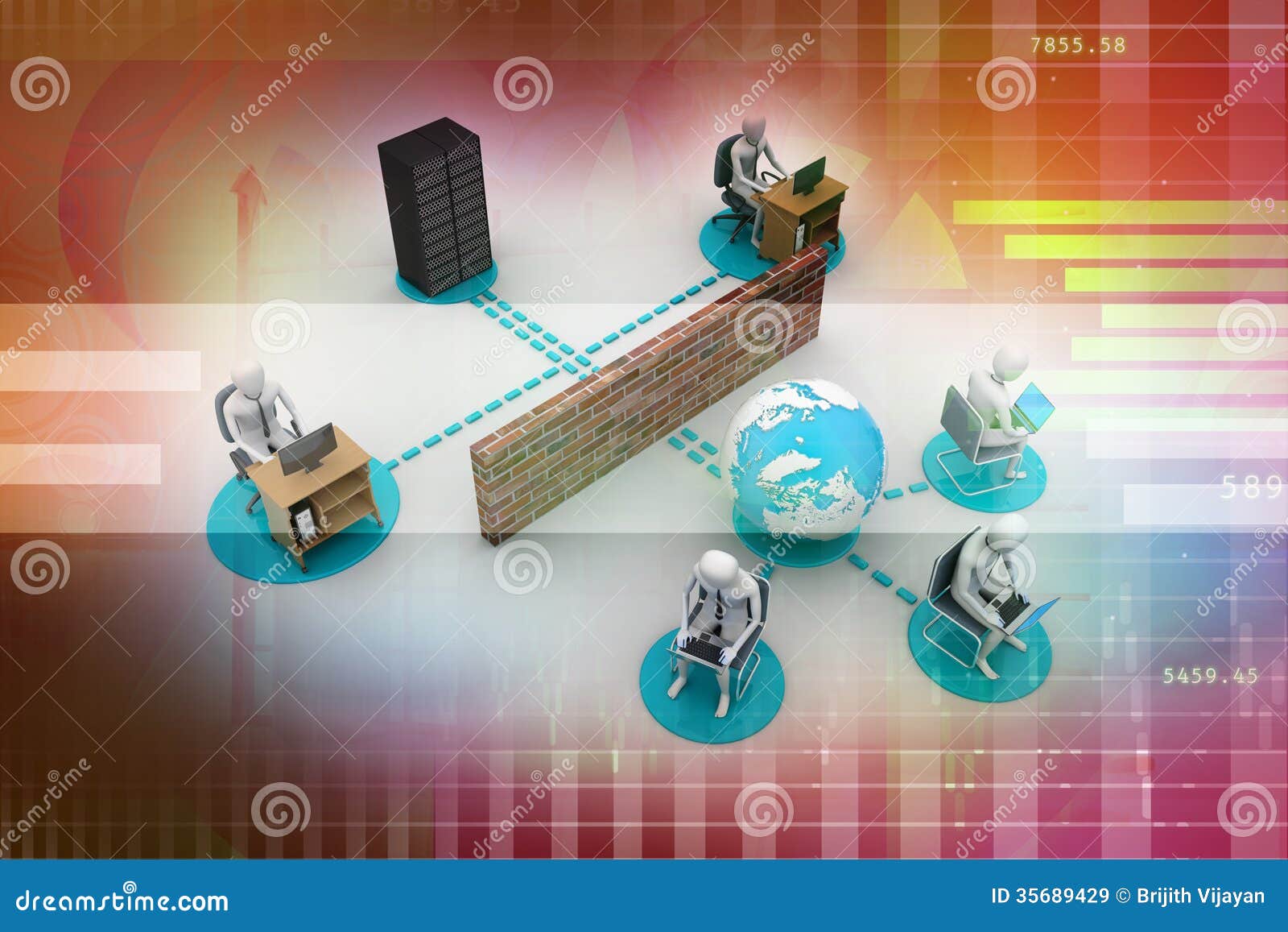 Networking People with Globe Stock Illustration Illustration of