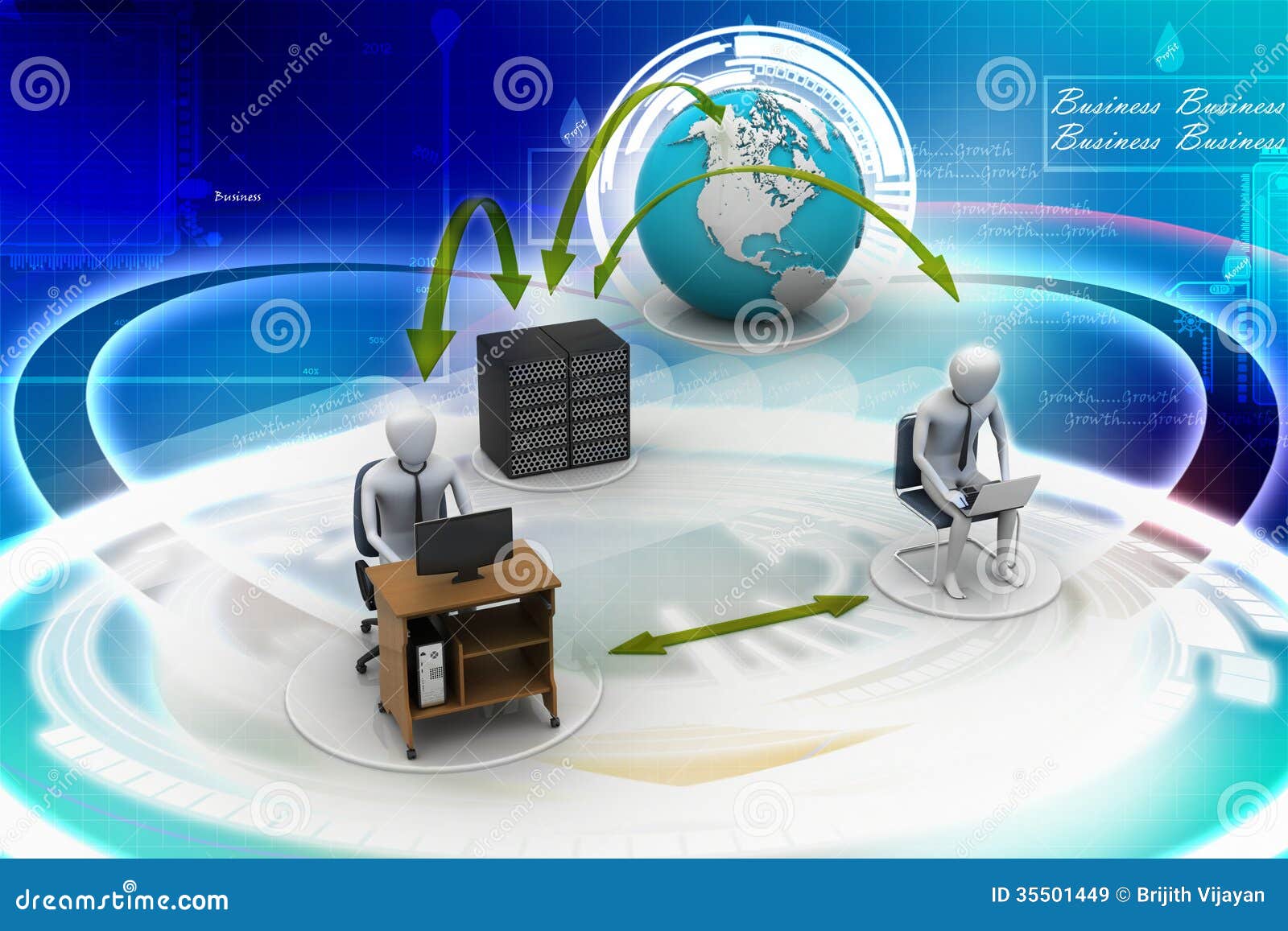 Networking People with Globe Stock Illustration Illustration of