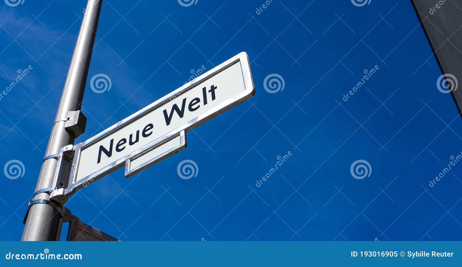 neue welt - new world - street sign in berlin, germany
