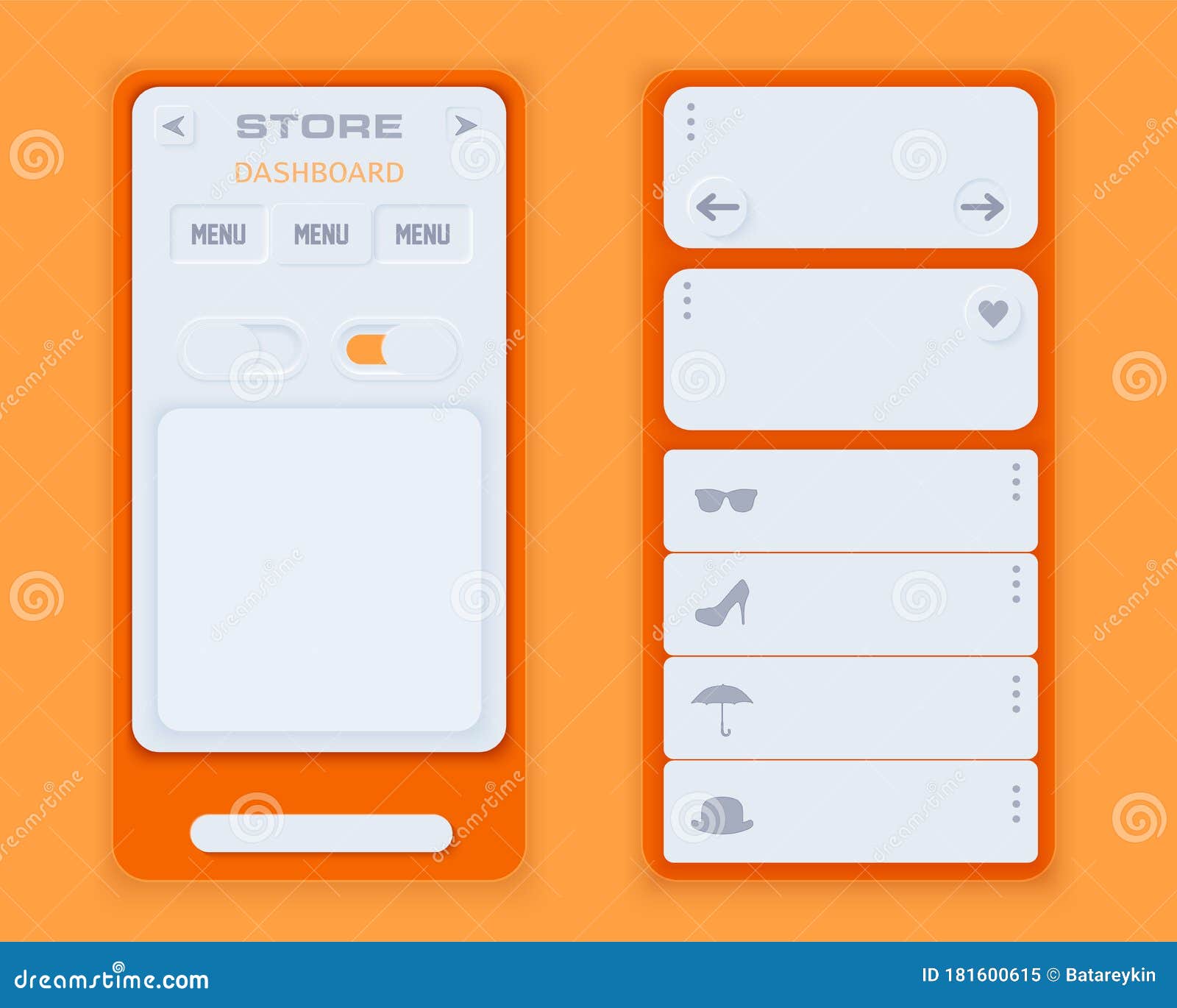neumorph ui kit on device screen