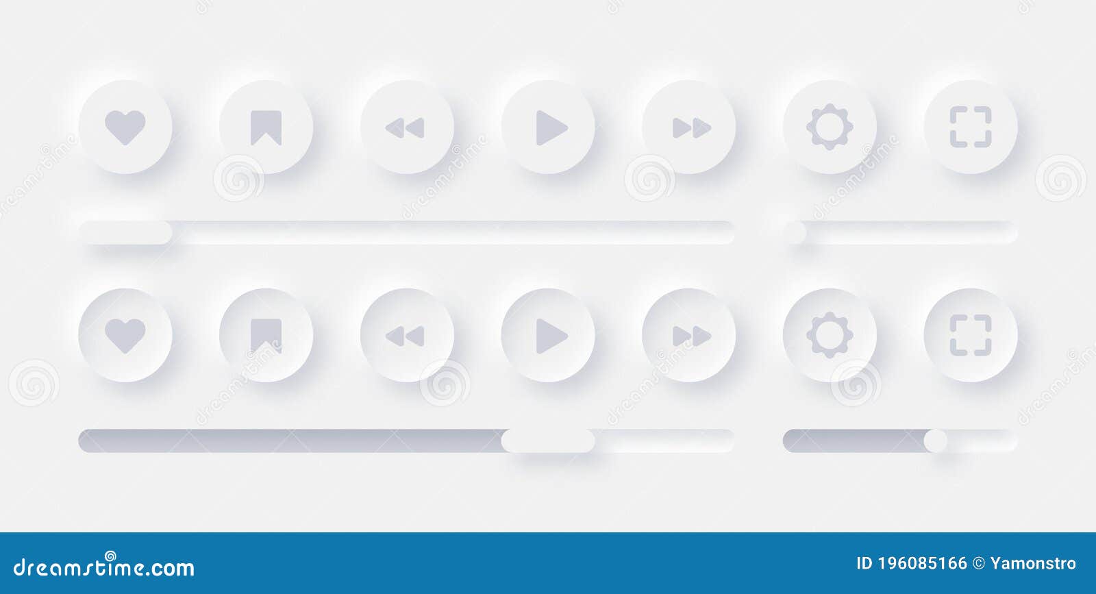 neumorphic media video player light ui  s set 
