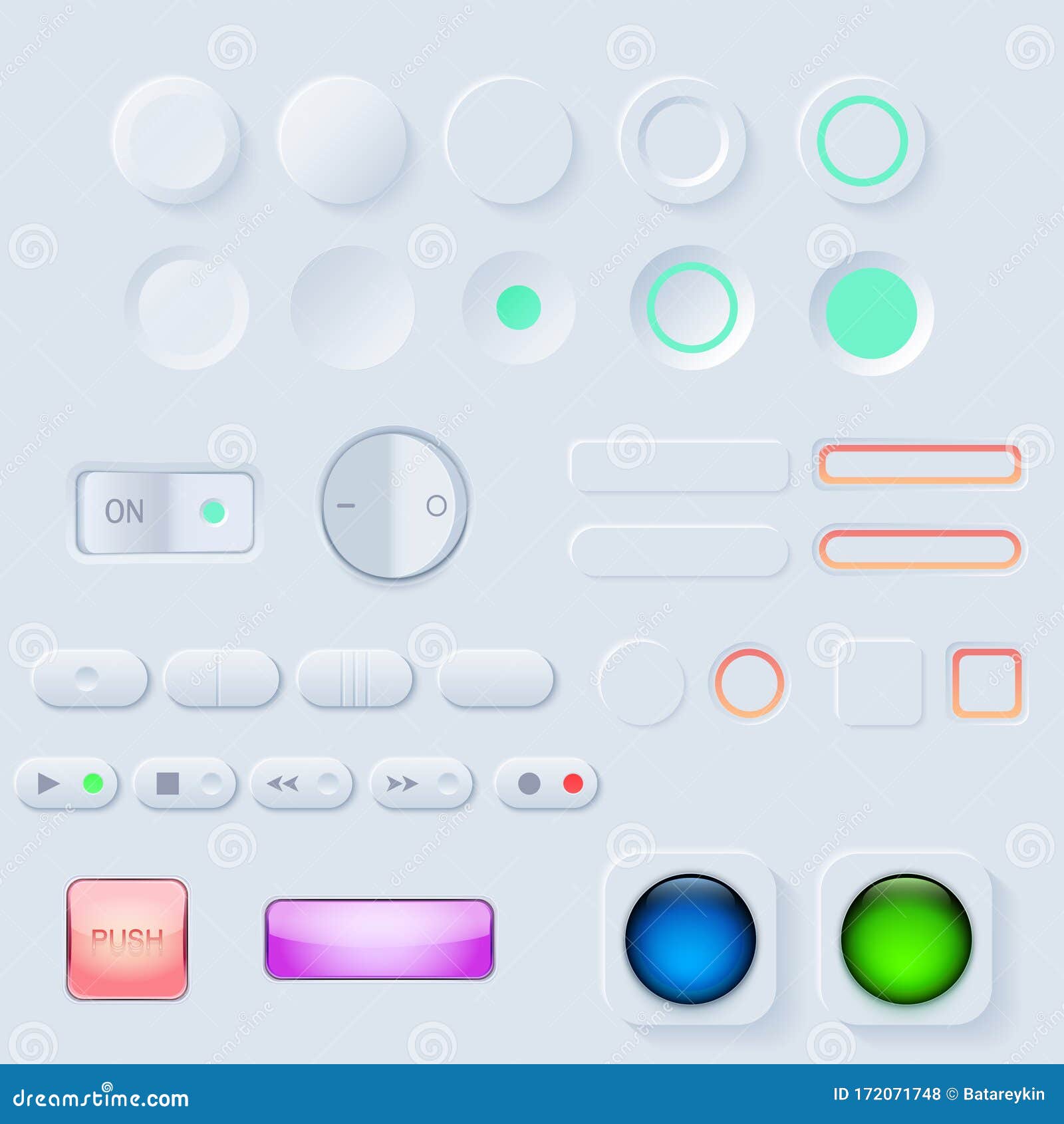 neumorphic ui button set