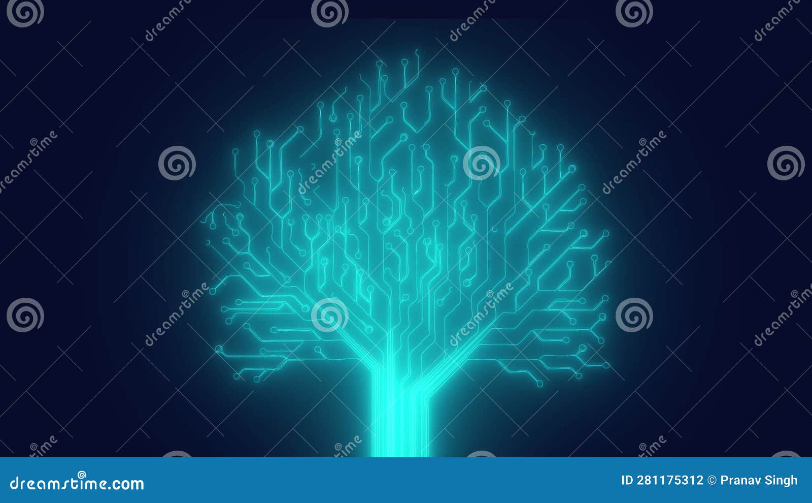 Neural Network Tree in Artificial Intelligence Technology Animation