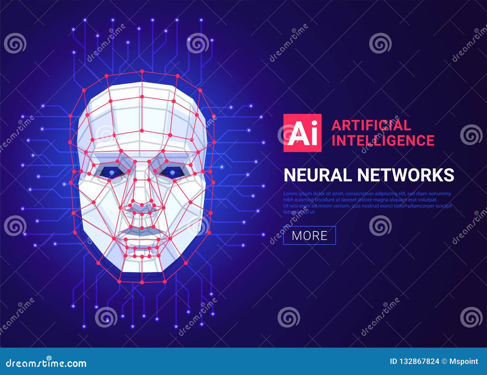 Neural Networks and Artificial Intelligence Concept. Human Face