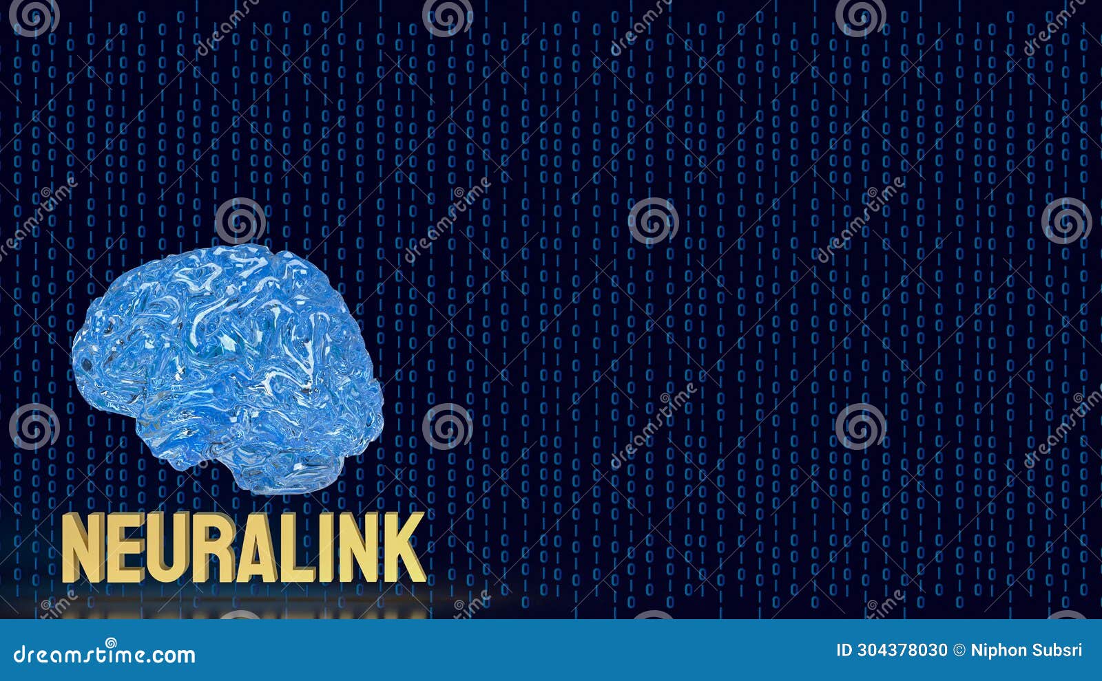 the neurolink and brain for neurotechnology concept 3d rendering
