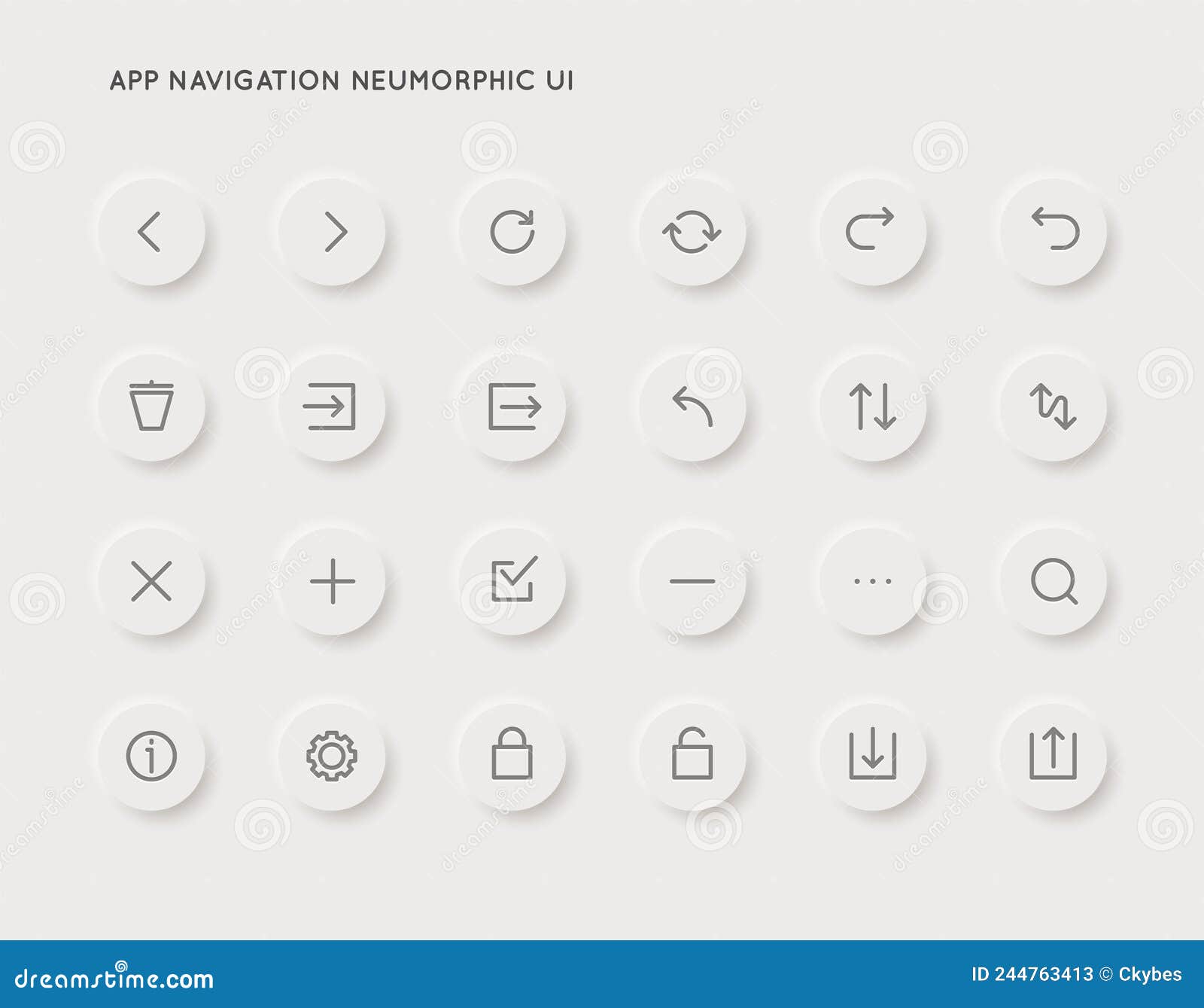 Neuromorphic App System User Interface UI Vector Icon Set
