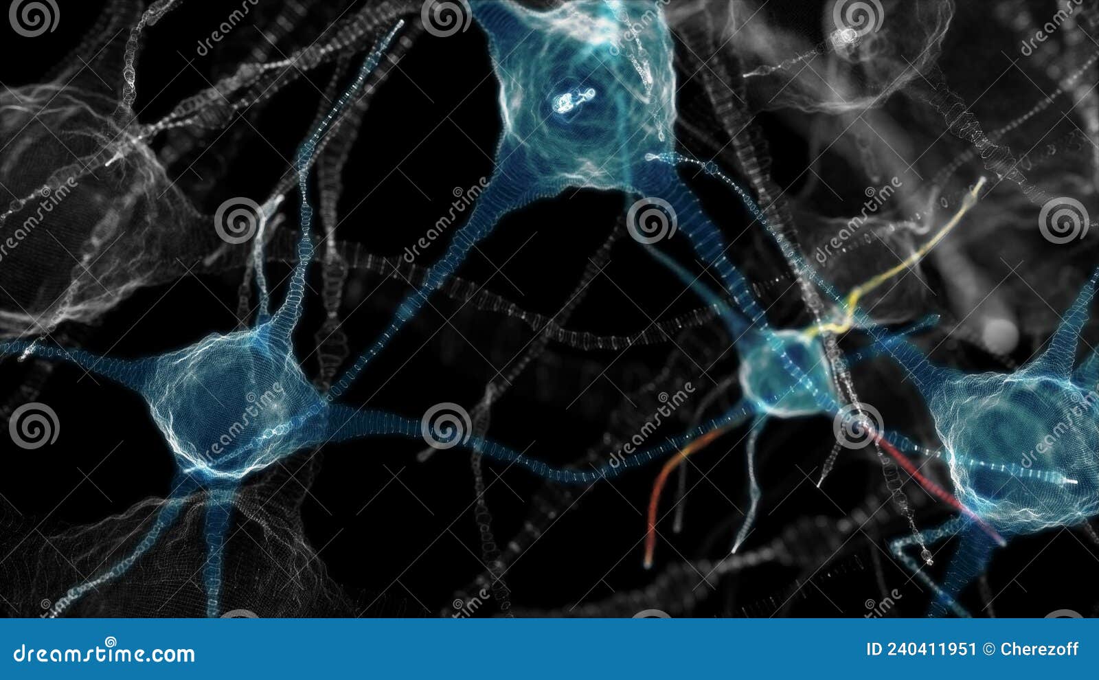 Neuronal Network of Neuron Cells. 3D Illustration Stock Illustration ...