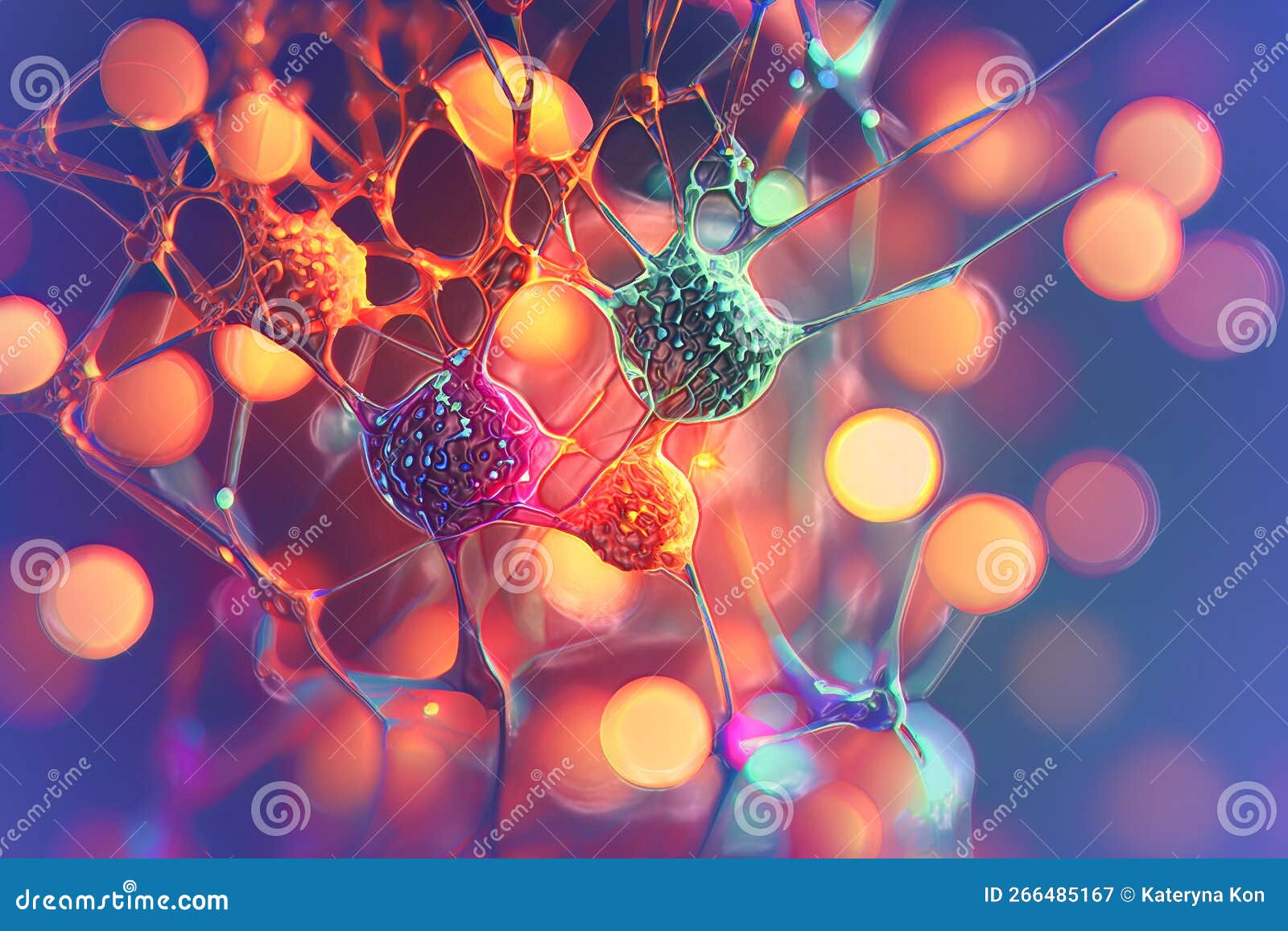 Neurons, Brain Cells, Neural Network, 3D Illustration Stock