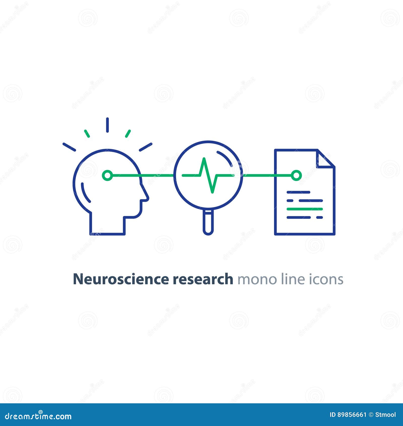 neuroscience and psychology concept logo, science research, paper document and pencil