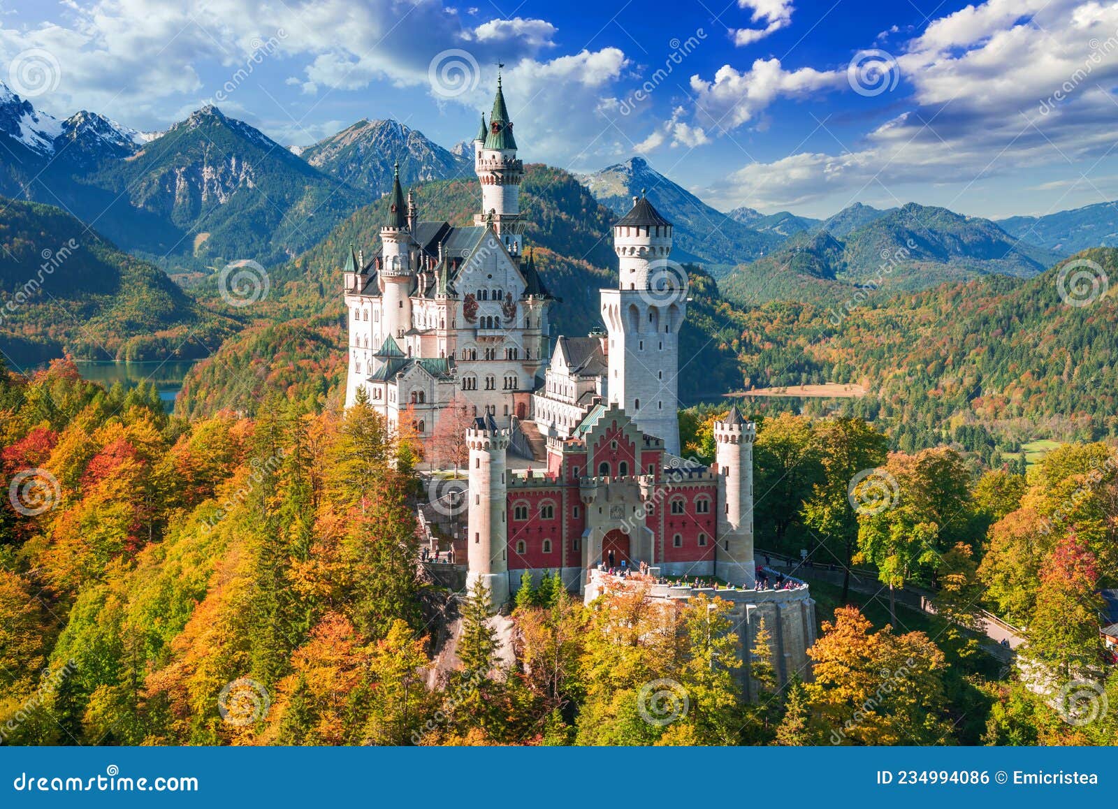 neuschwanstein, bavaria - famous bavarian fairytale castle autum