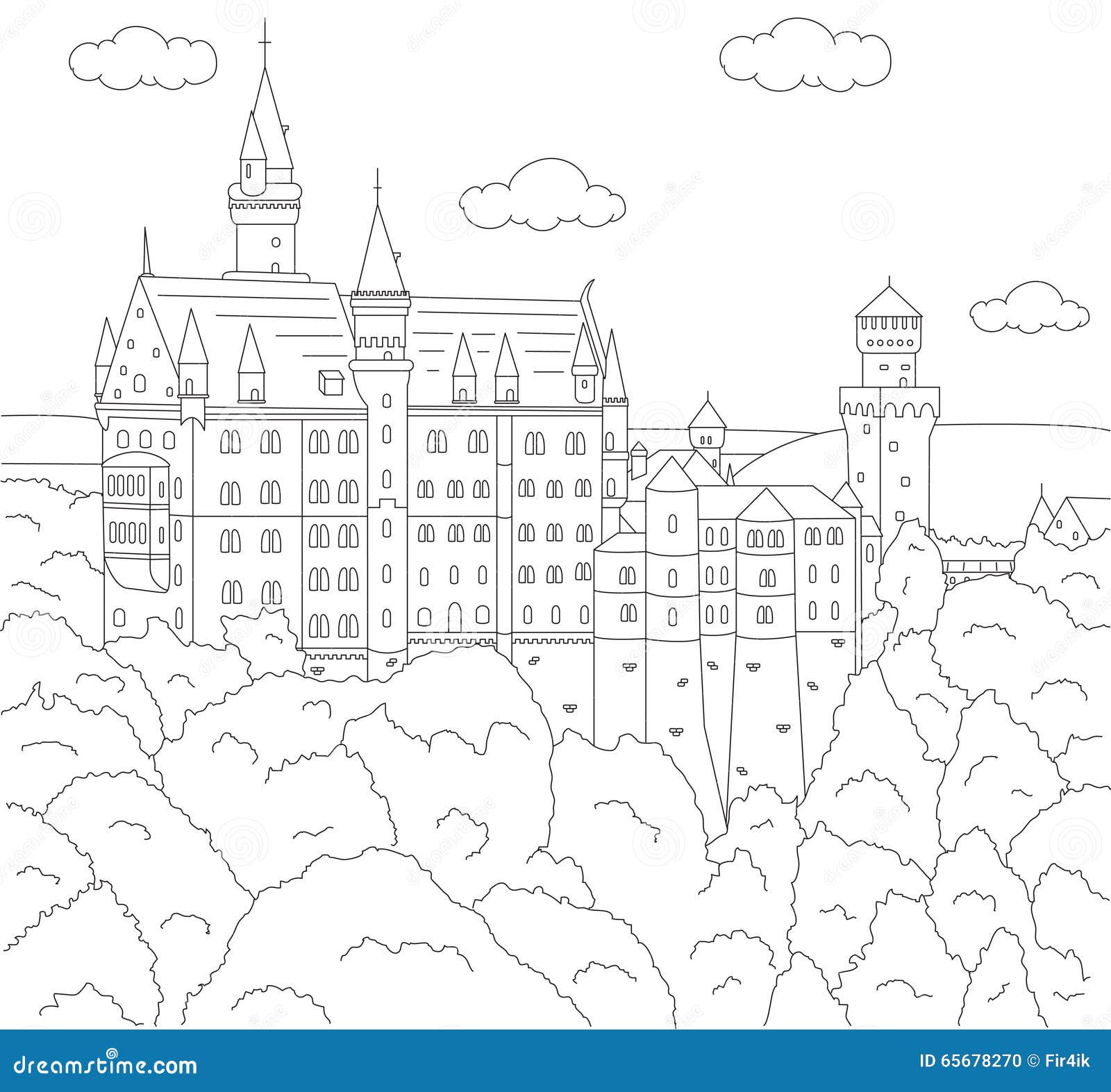 Neuschwanstein Castle sketch. Hand-painted fairy tale castle in Bavaria,  Germany. Stock Vector by ©otterdesign100.gmail.com 256818524