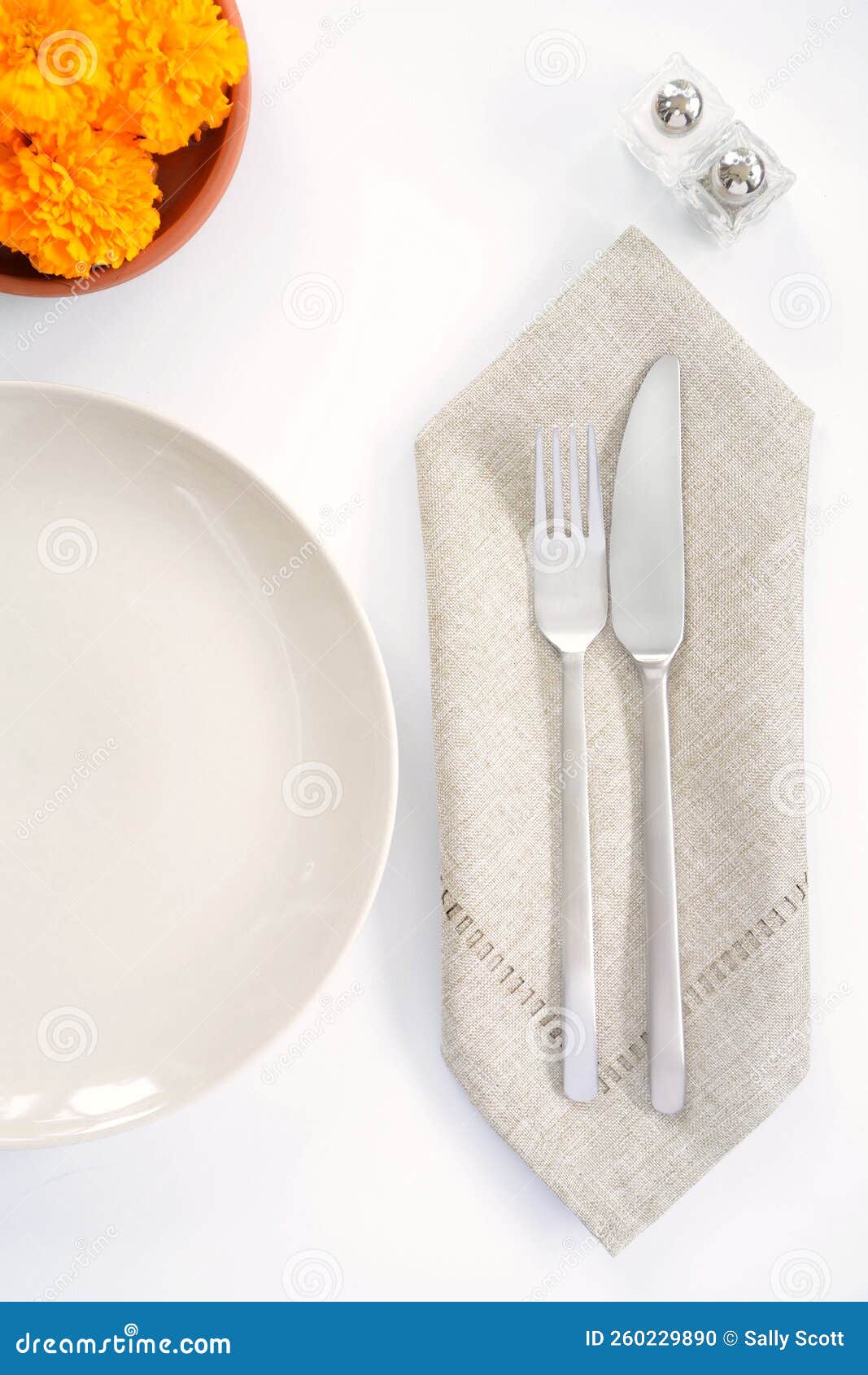 Neutral Place Setting Flat Lay Stock Photo Image of empty, knife