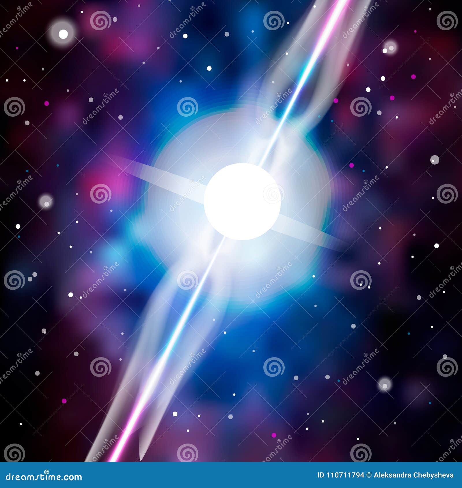 neutron star makes radiation ray waves in the deep universe. blitzar. pulsar.  