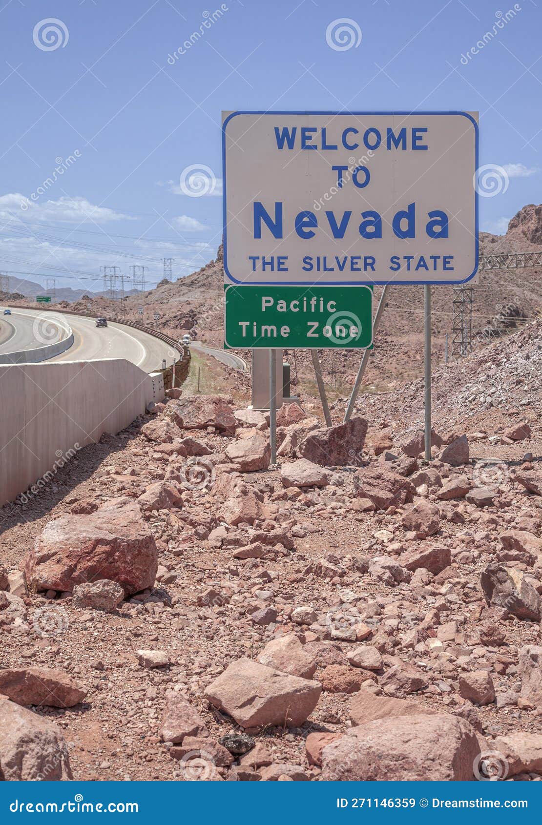 Nevada and Arizona State Line and Sign Stock Image Image of desert