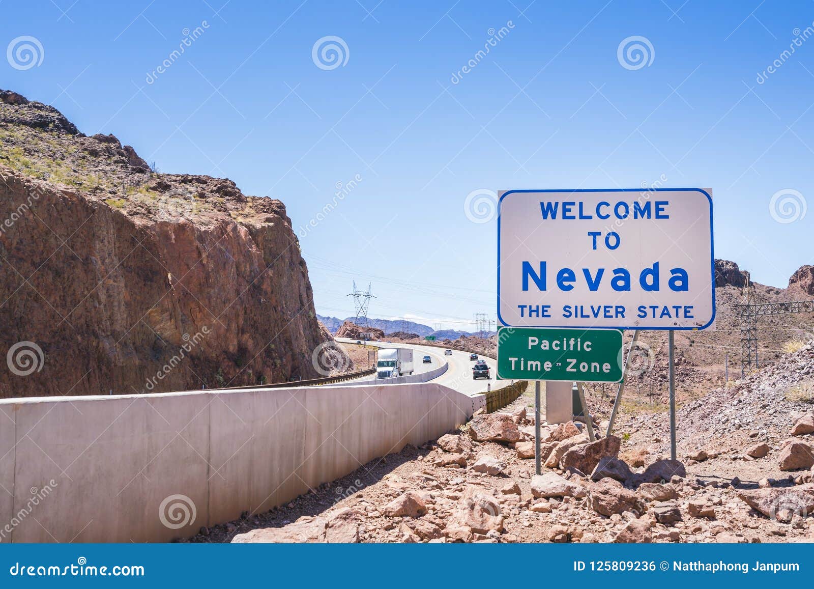 Nevada Sign at the Road in Border Area. Editorial Photo Image of