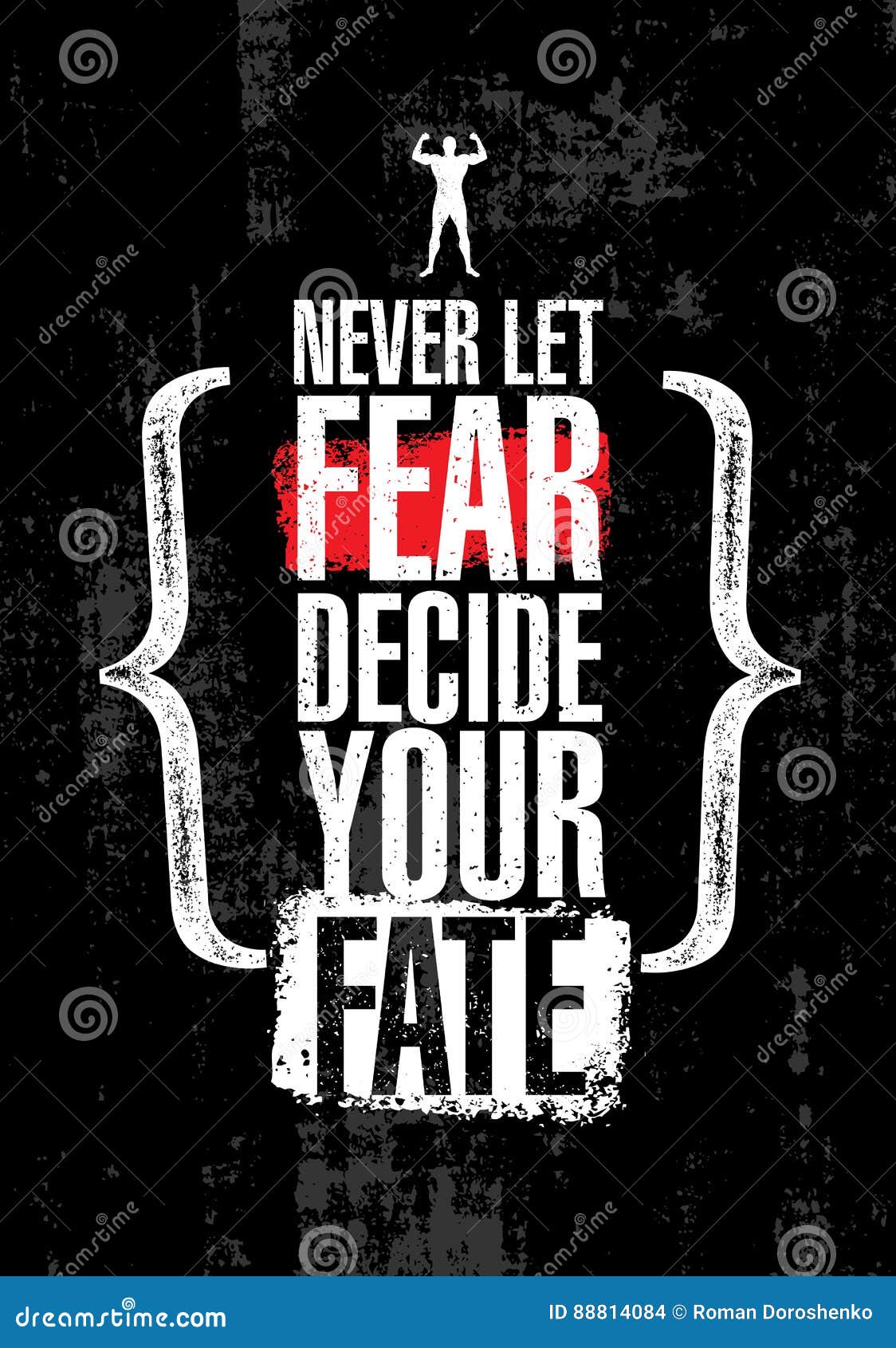 never let fear decide your fate. inspiring workout and fitness gym motivation quote. creative  typography poste
