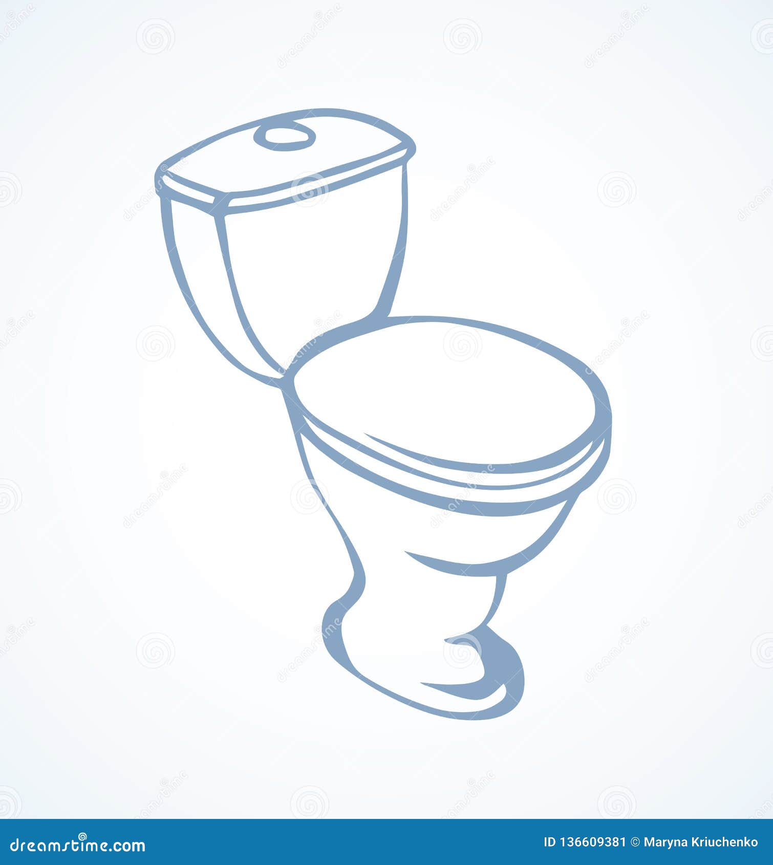 Toilet. Vector drawing stock vector. Illustration of cistern - 136609381