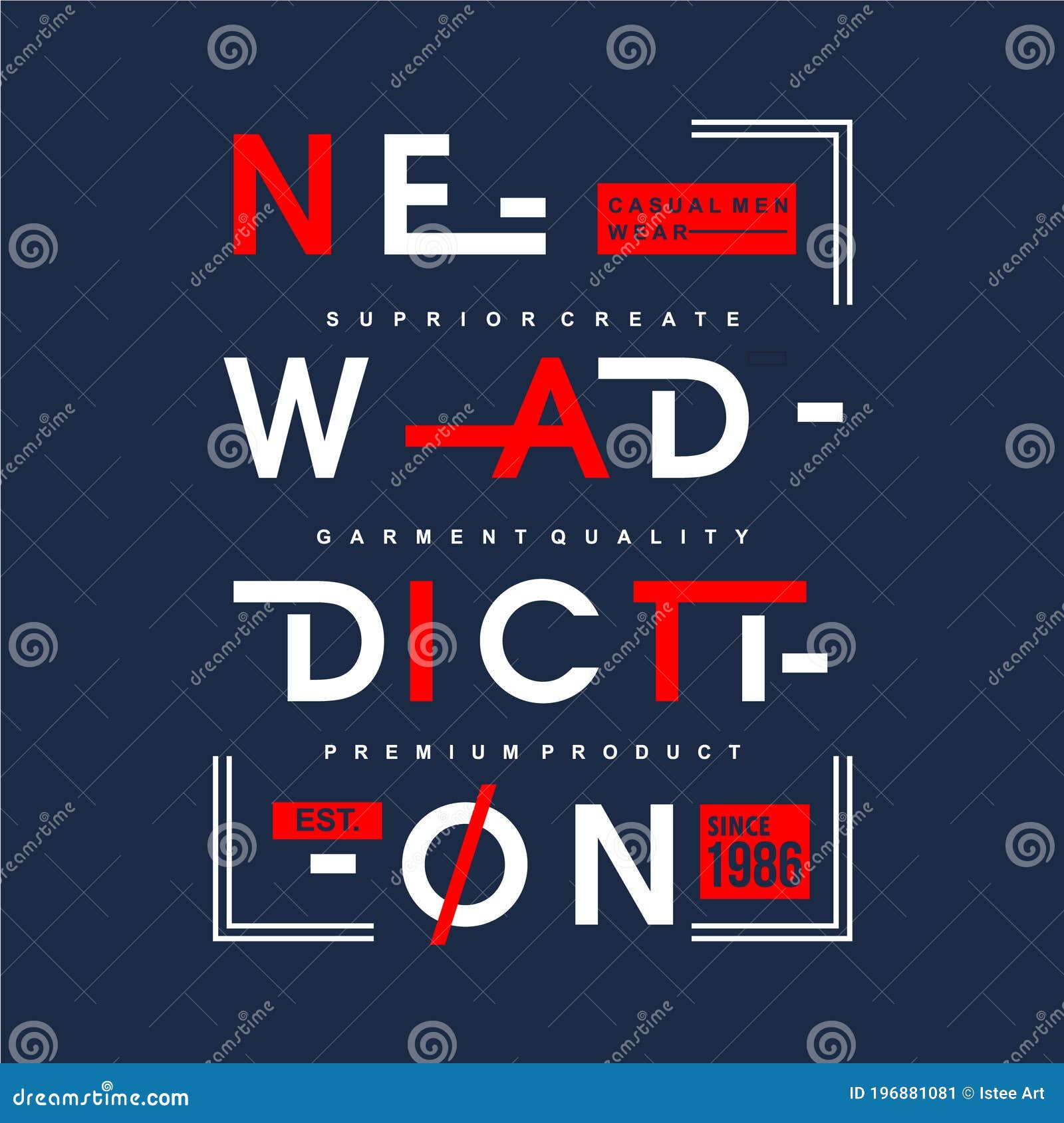 new addiction text frame graphic t shirt typography  