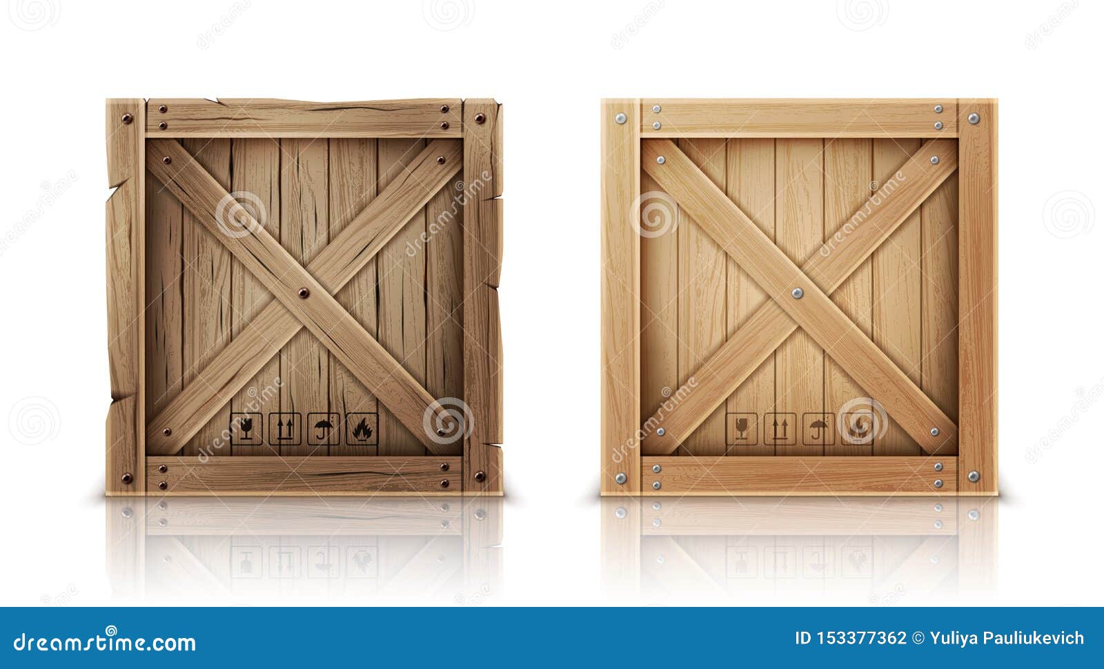 new and aged wooden crate realistic 