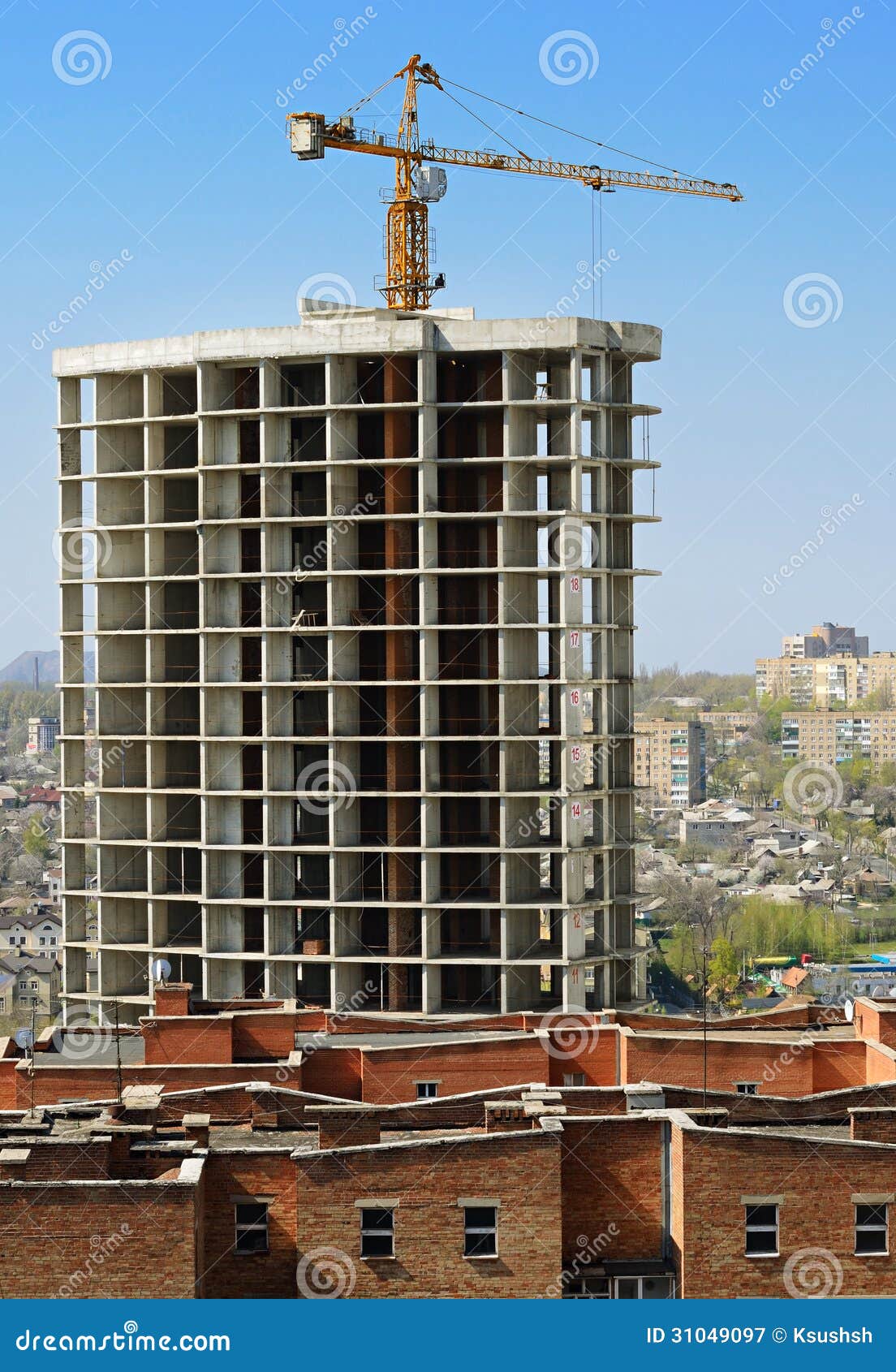 New apartment building stock image. Image of city, crane 31049097