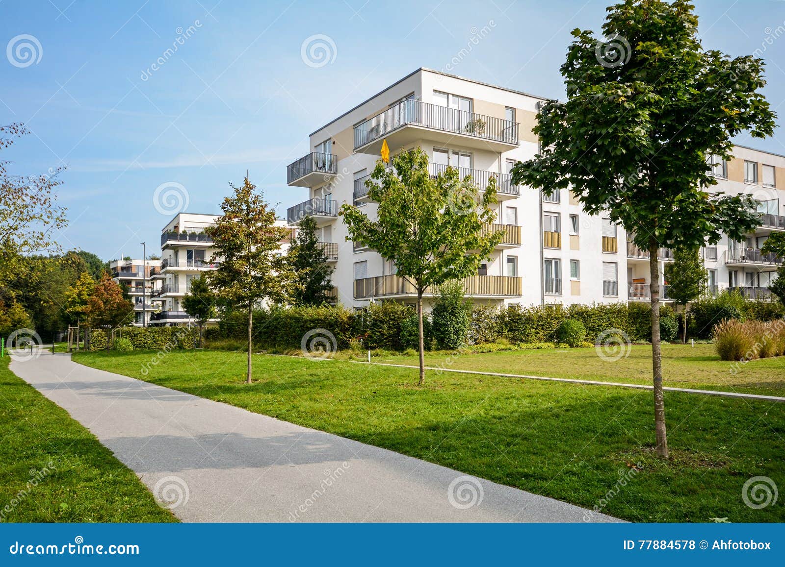 new apartment building - modern residential development in a green urban settlement