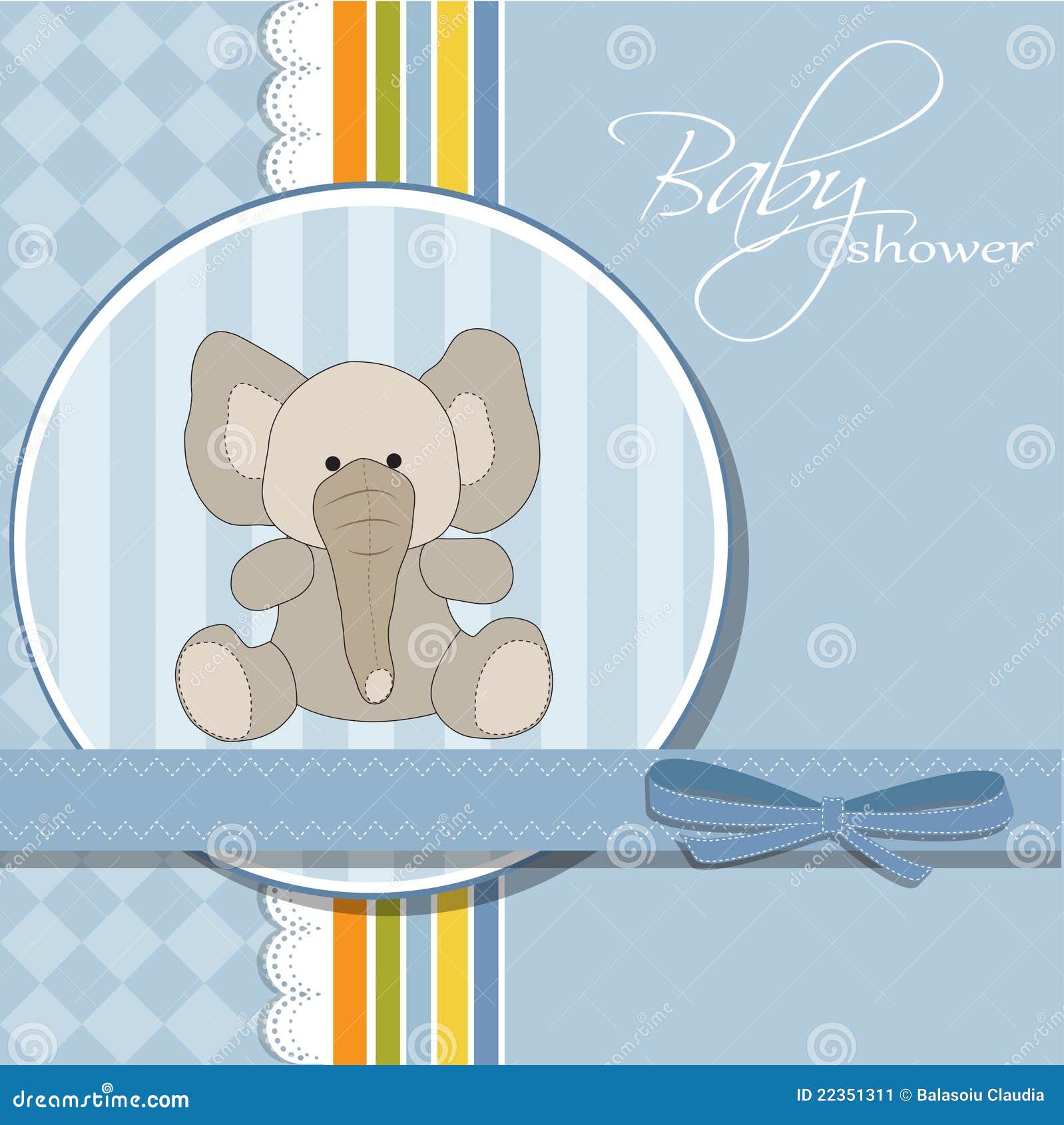 New Baby Announcement Card with Elephant Stock Illustration