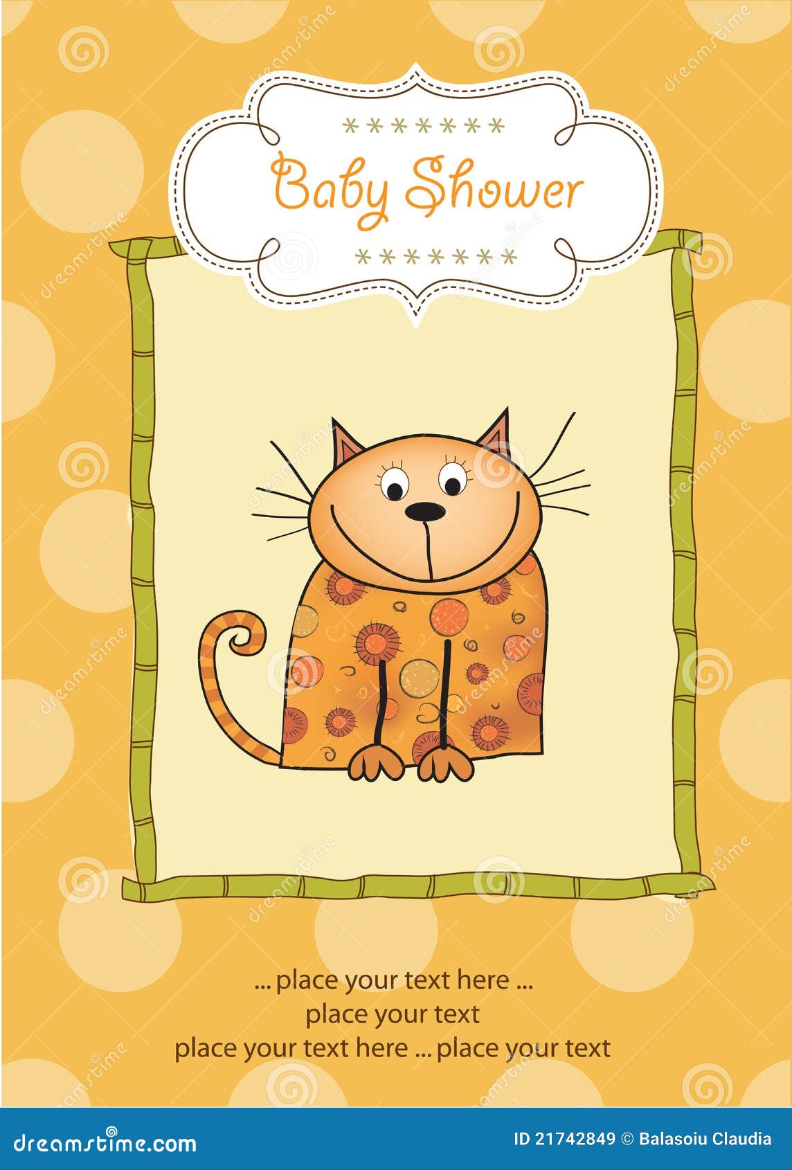 New Baby Announcement Card with Kitten Stock Vector Illustration of